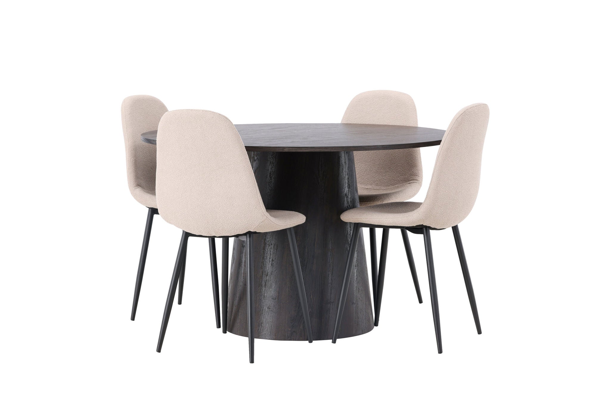 Venture Home Lanzo spisebord φ120 - Mocca/Mocca +Polar Spisebordsstol - Black / Beige Boucle _4