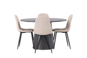 Venture Home Lanzo spisebord φ120 - Mocca/Mocca +Polar Spisebordsstol - Black / Beige Boucle _4
