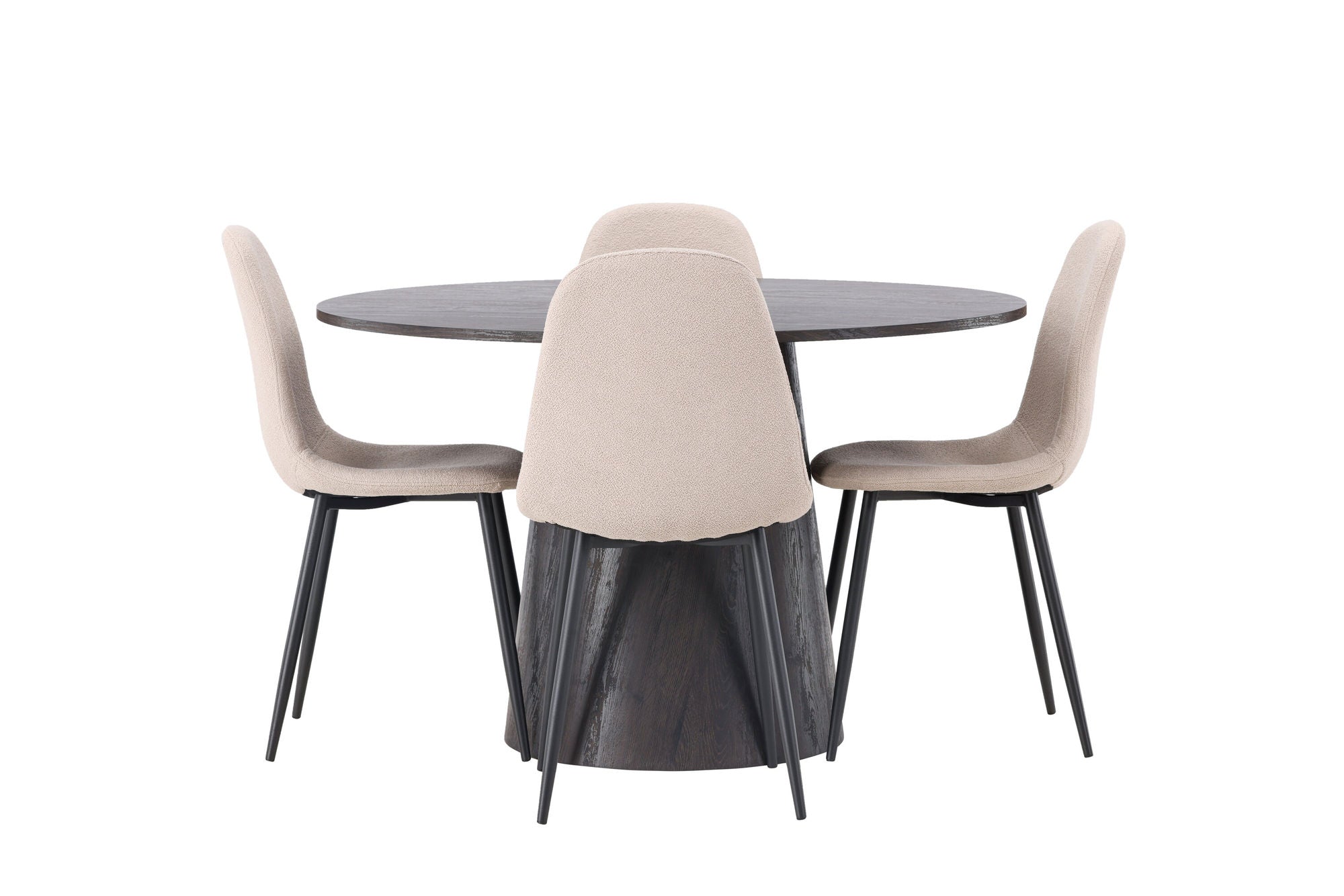 Venture Home Lanzo spisebord φ120 - Mocca/Mocca +Polar Spisebordsstol - Black / Beige Boucle _4