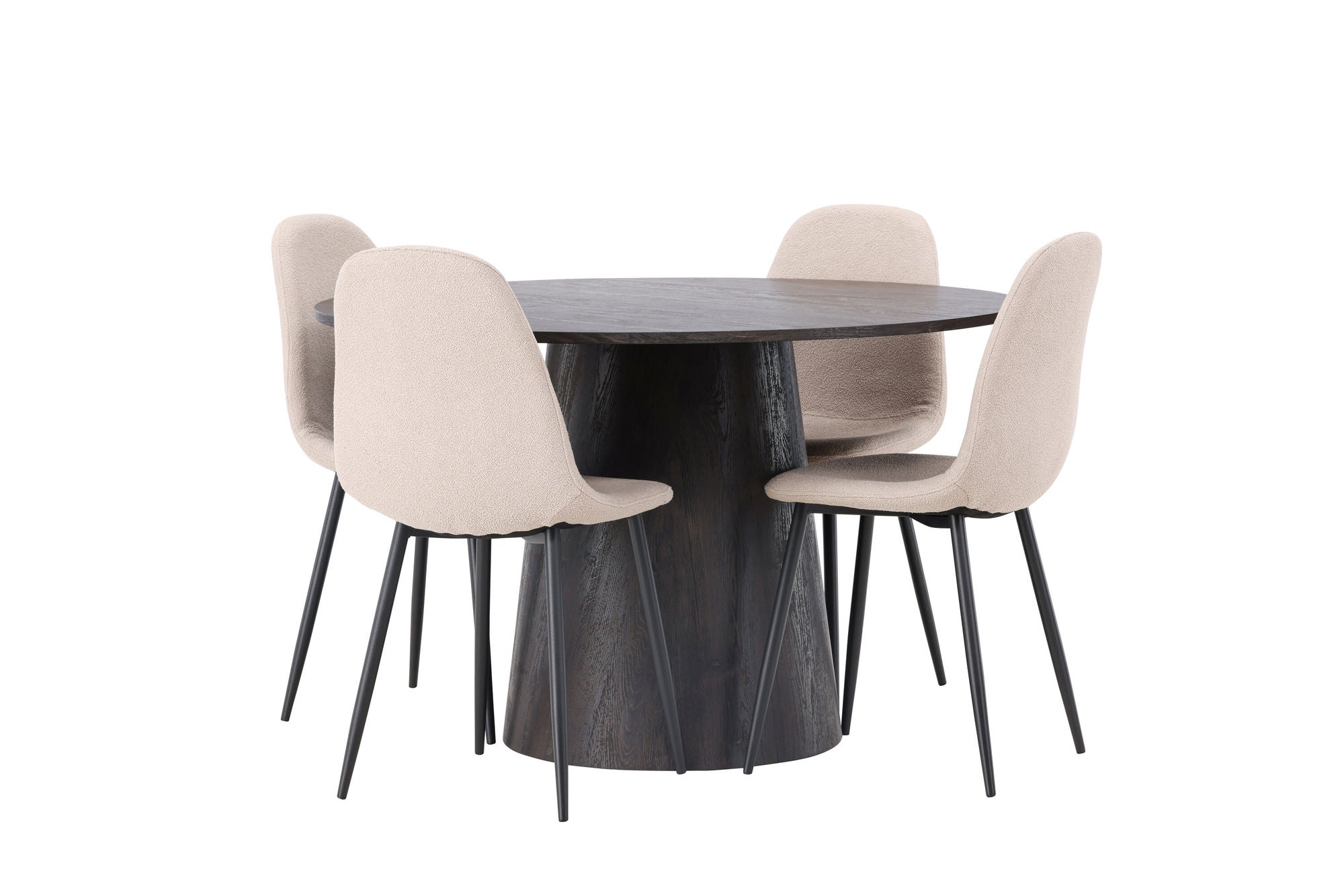 Venture Home Lanzo spisebord φ120 - Mocca/Mocca +Polar Spisebordsstol - Black / Beige Boucle _4