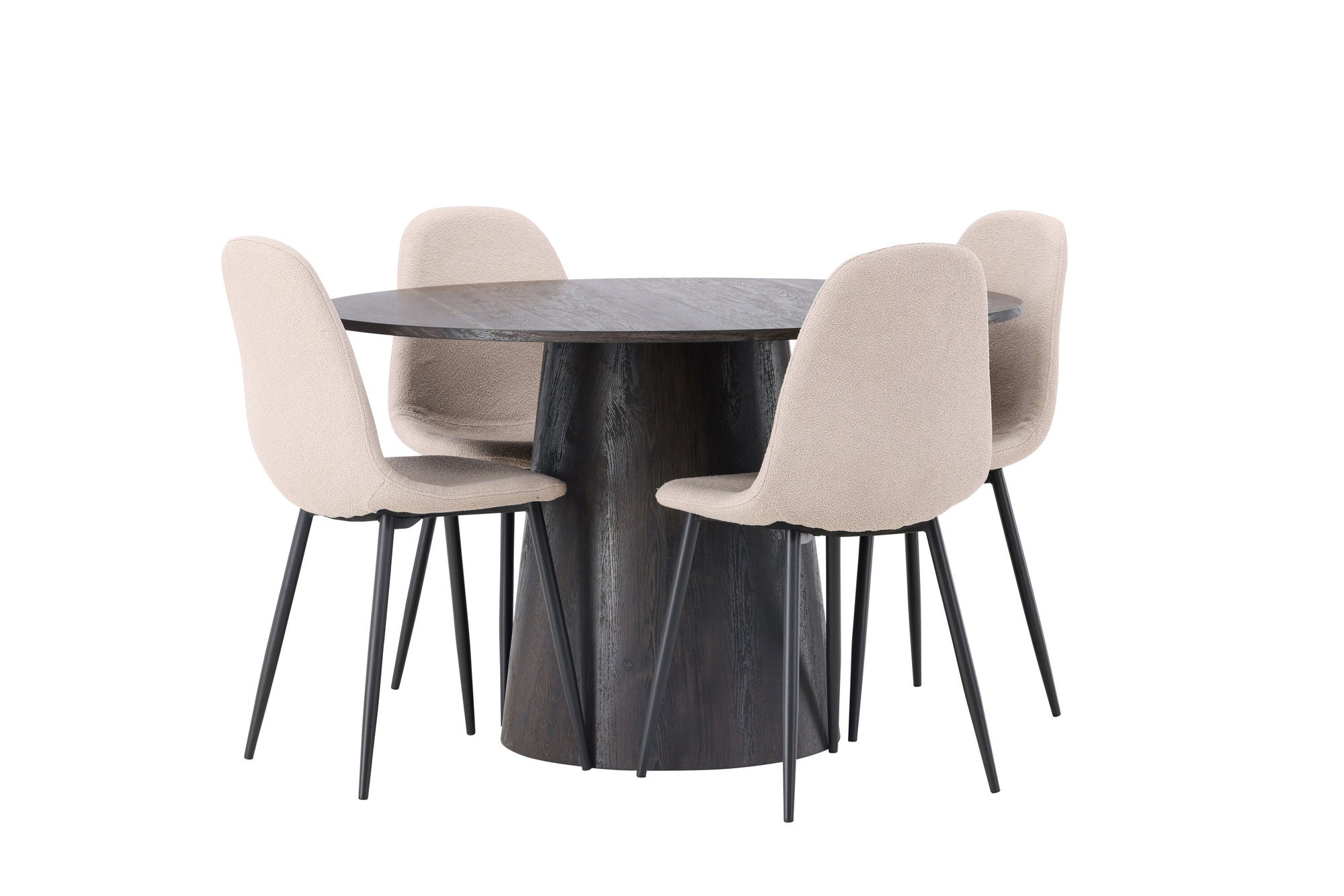 Venture Home Lanzo spisebord φ120 - Mocca/Mocca +Polar Spisebordsstol - Black / Beige Boucle _4