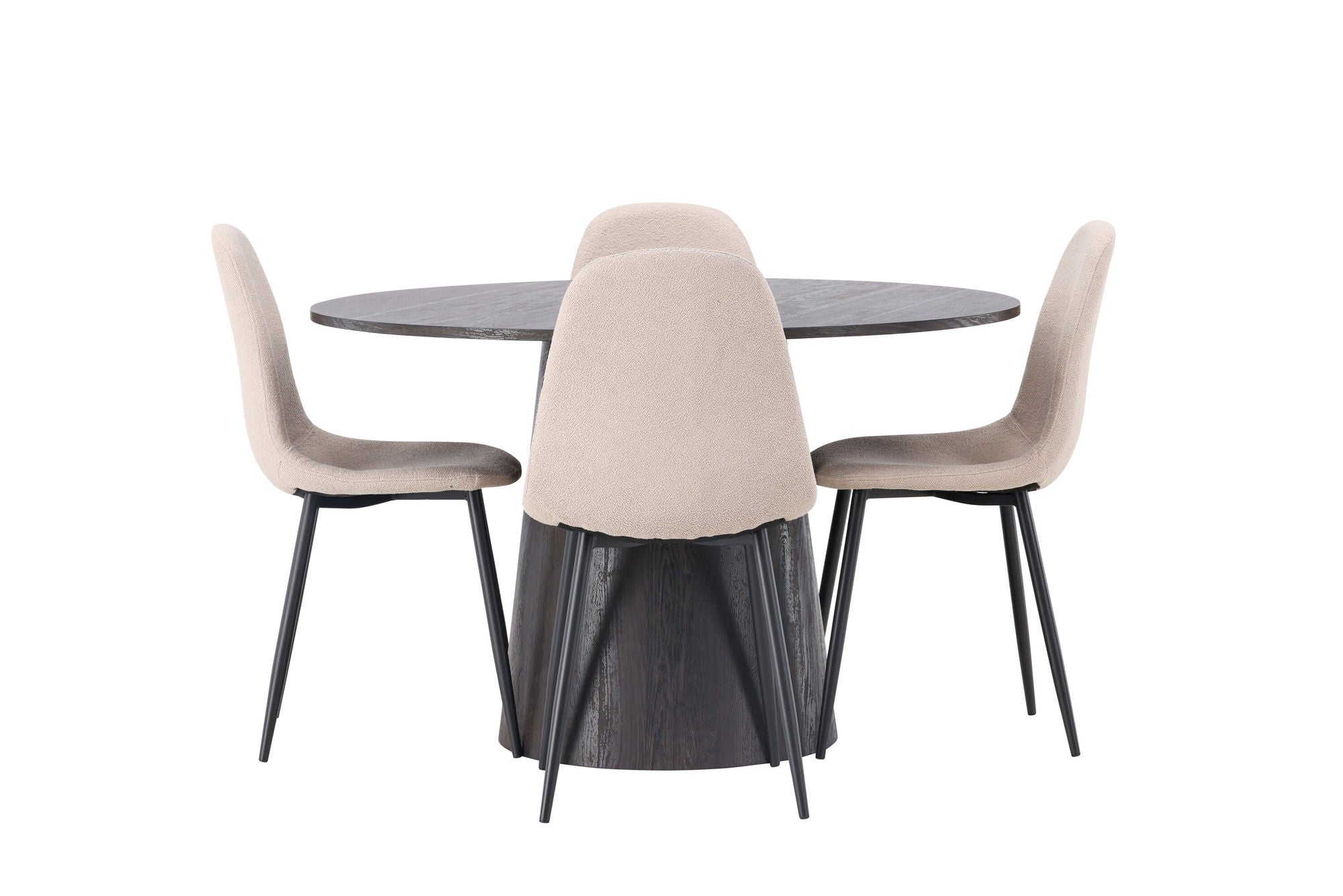 Venture Home Lanzo spisebord φ120 - Mocca/Mocca +Polar Spisebordsstol - Black / Beige Boucle _4