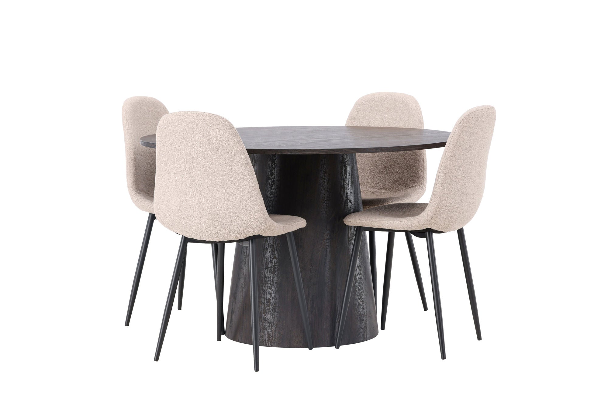 Venture Home Lanzo spisebord φ120 - Mocca/Mocca +Polar Spisebordsstol - Black / Beige Boucle _4