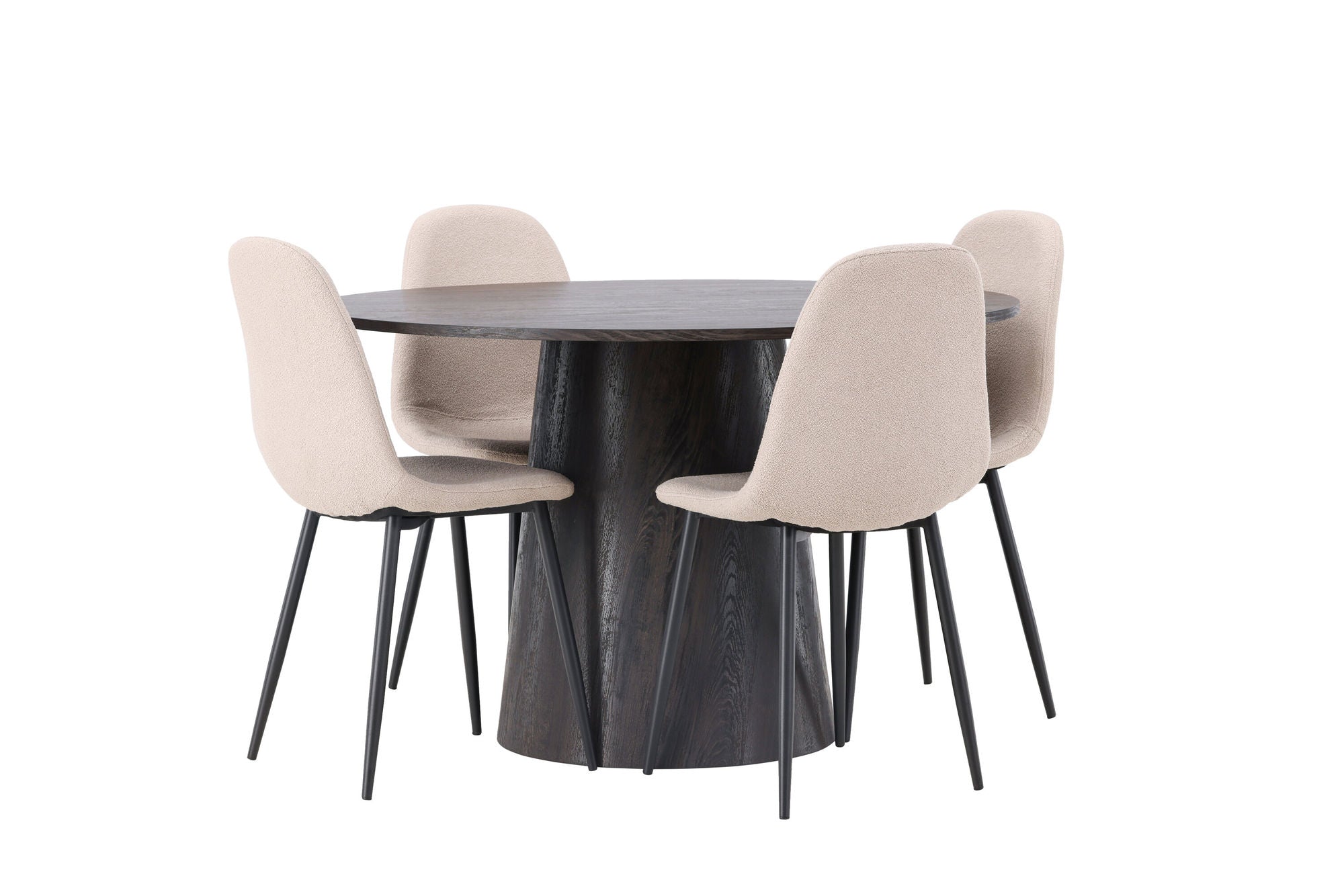 Venture Home Lanzo spisebord φ120 - Mocca/Mocca +Polar Spisebordsstol - Black / Beige Boucle _4