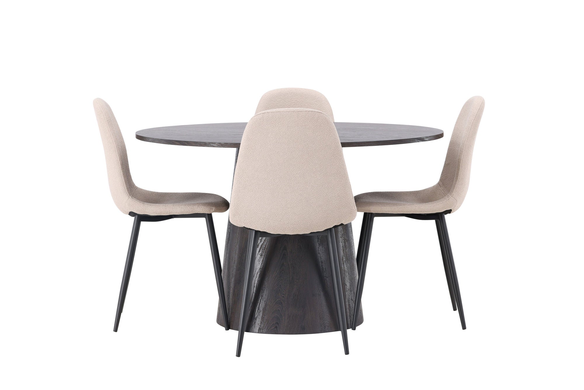 Venture Home Lanzo spisebord φ120 - Mocca/Mocca +Polar Spisebordsstol - Black / Beige Boucle _4