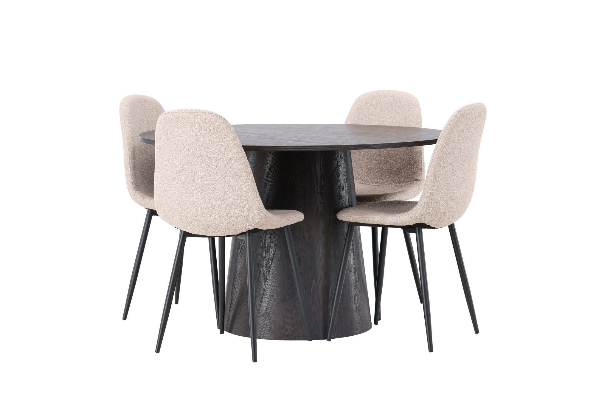 Venture Home Lanzo spisebord φ120 - Mocca/Mocca +Polar Spisebordsstol - Black / Beige Boucle _4
