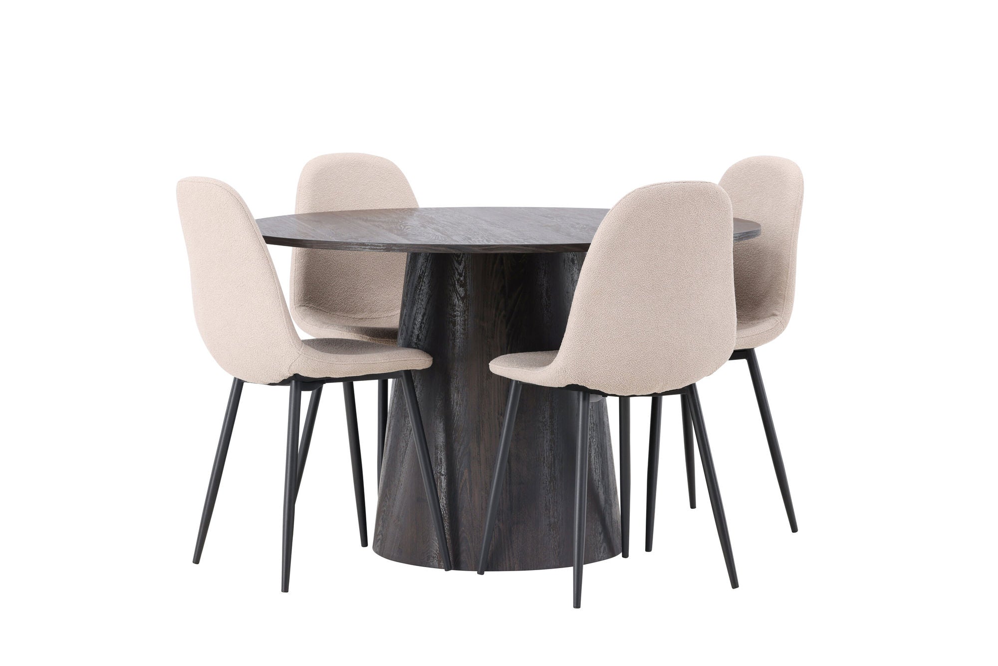 Venture Home Lanzo spisebord φ120 - Mocca/Mocca +Polar Spisebordsstol - Black / Beige Boucle _4