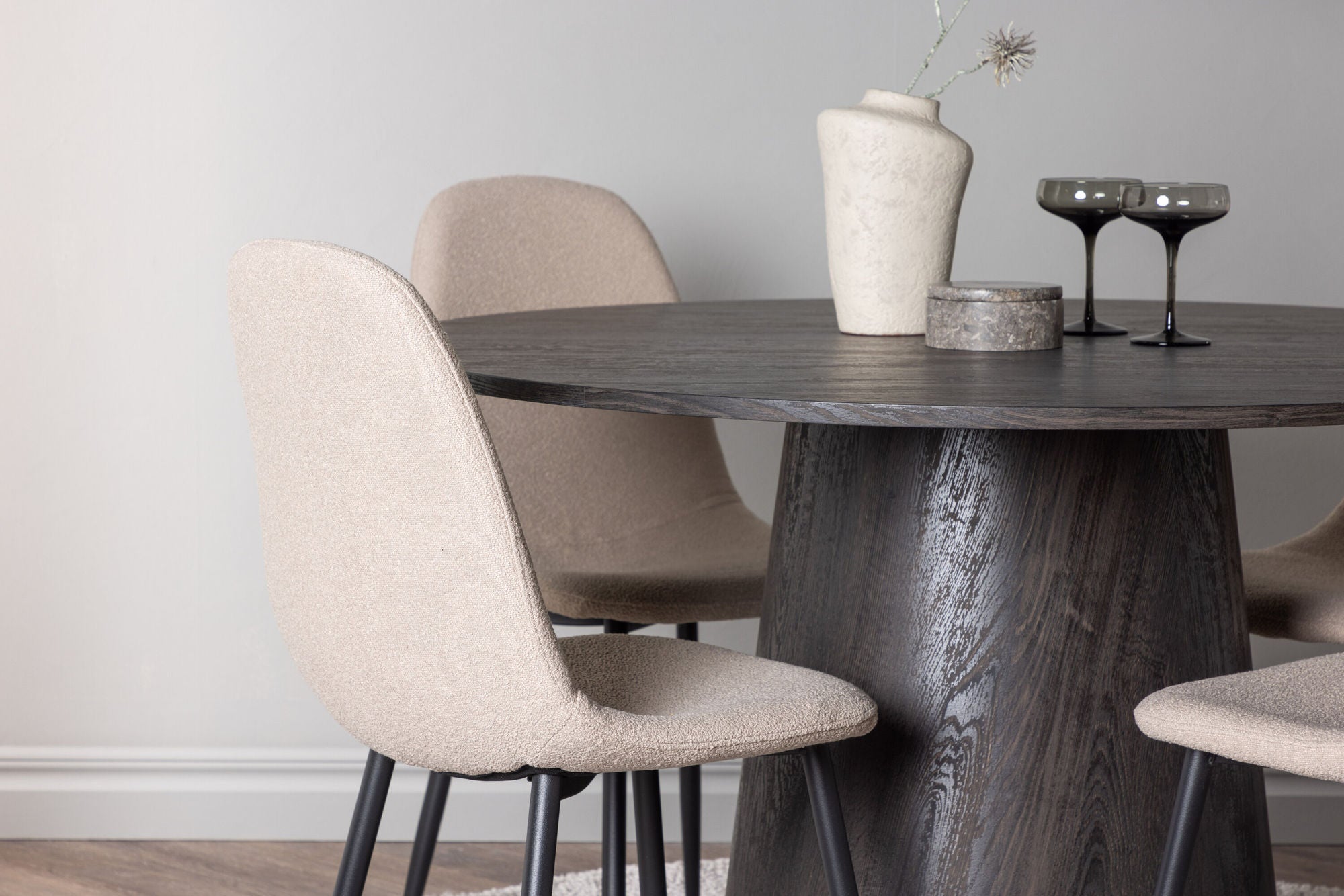 Venture Home Lanzo spisebord φ120 - Mocca/Mocca +Polar Spisebordsstol - Black / Beige Boucle _4