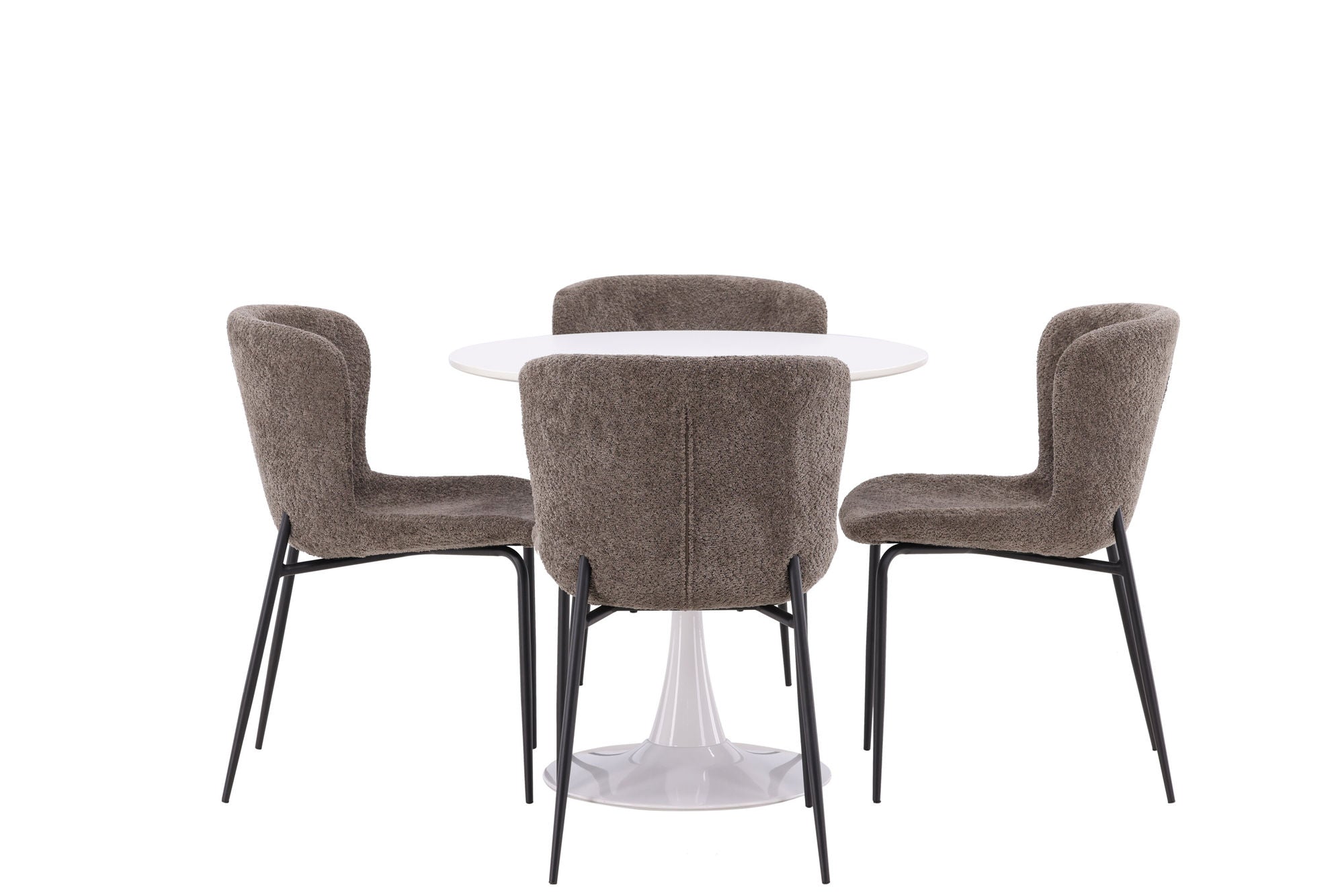 Venture Home Hamden spisebord - White MDF+Modesto Spisebordsstol - Grey / Smoked Black Boucle_4
