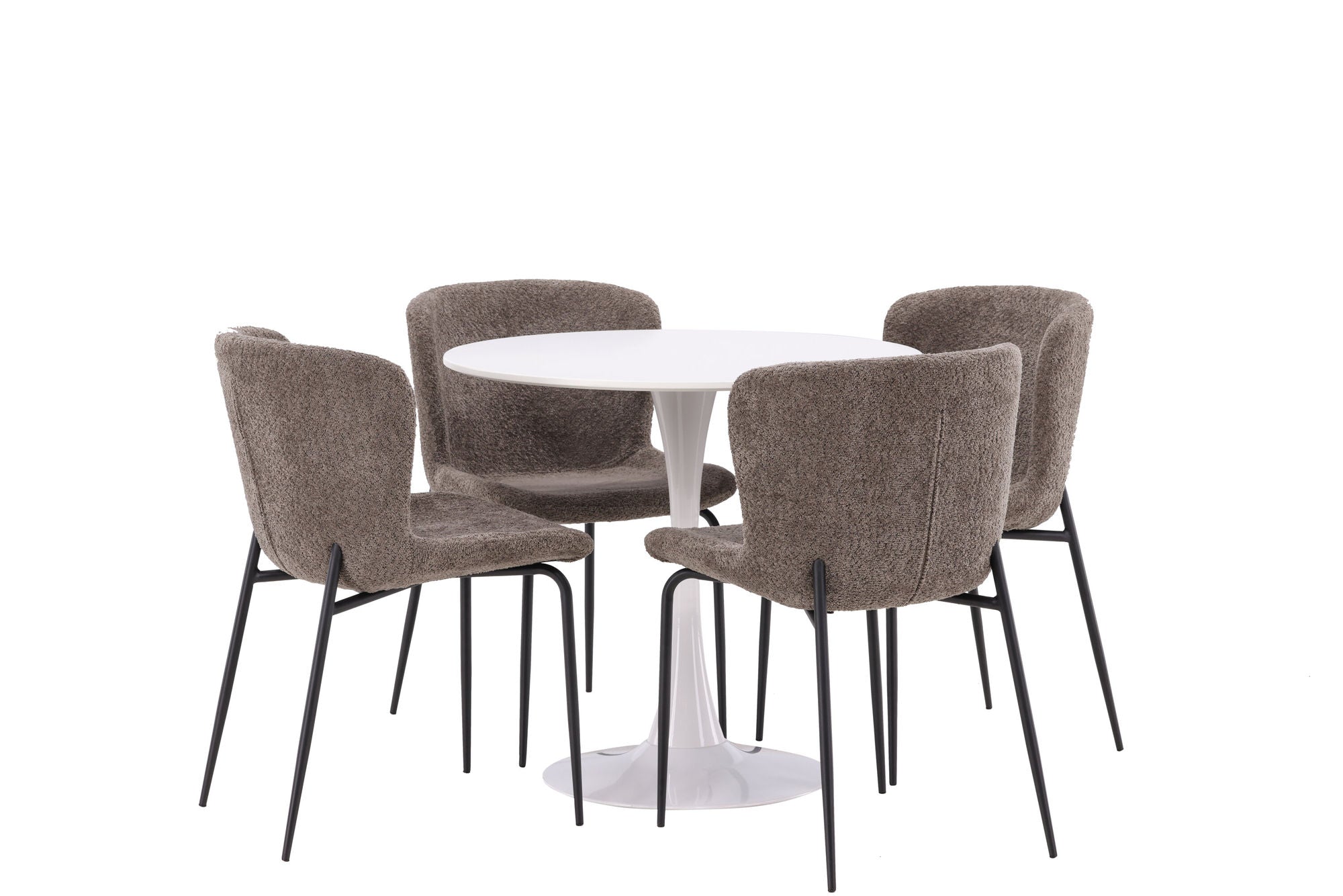 Venture Home Hamden spisebord - White MDF+Modesto Spisebordsstol - Grey / Smoked Black Boucle_4