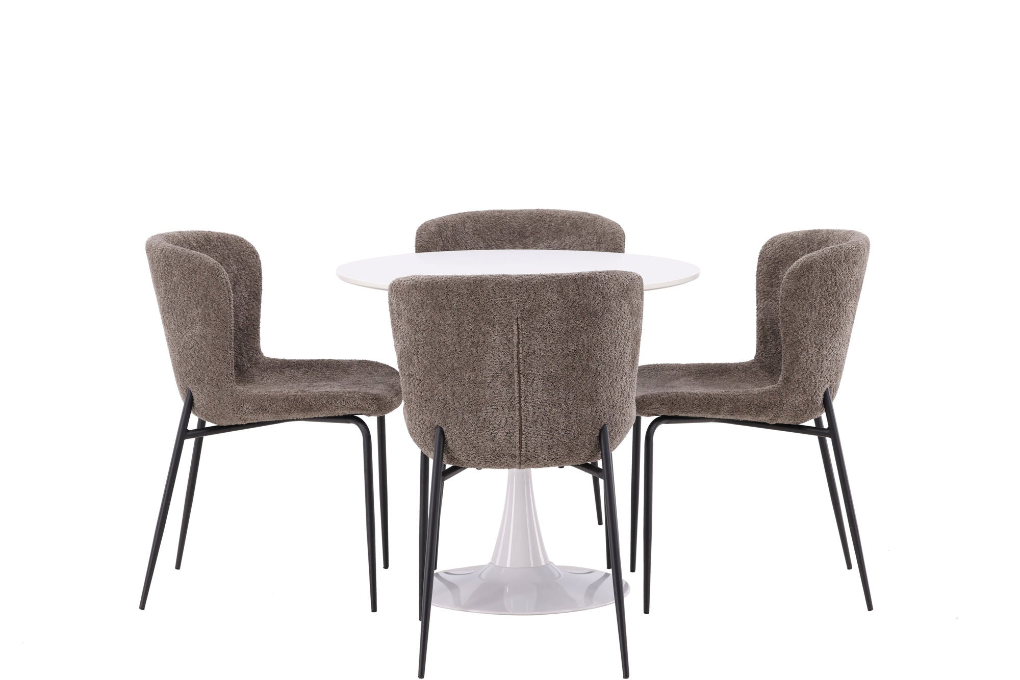 Venture Home Hamden spisebord - White MDF+Modesto Spisebordsstol - Grey / Smoked Black Boucle_4