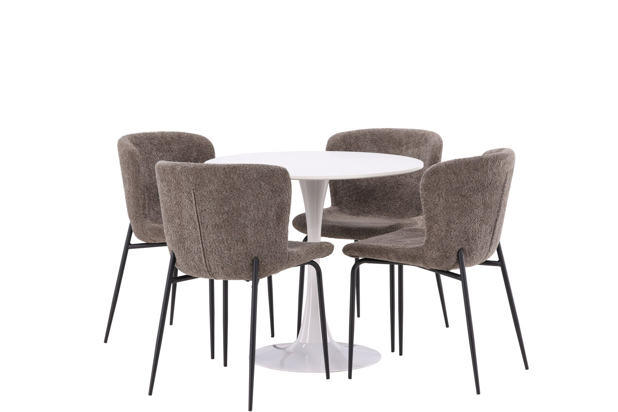 Venture Home Hamden spisebord - White MDF+Modesto Spisebordsstol - Grey / Smoked Black Boucle_4
