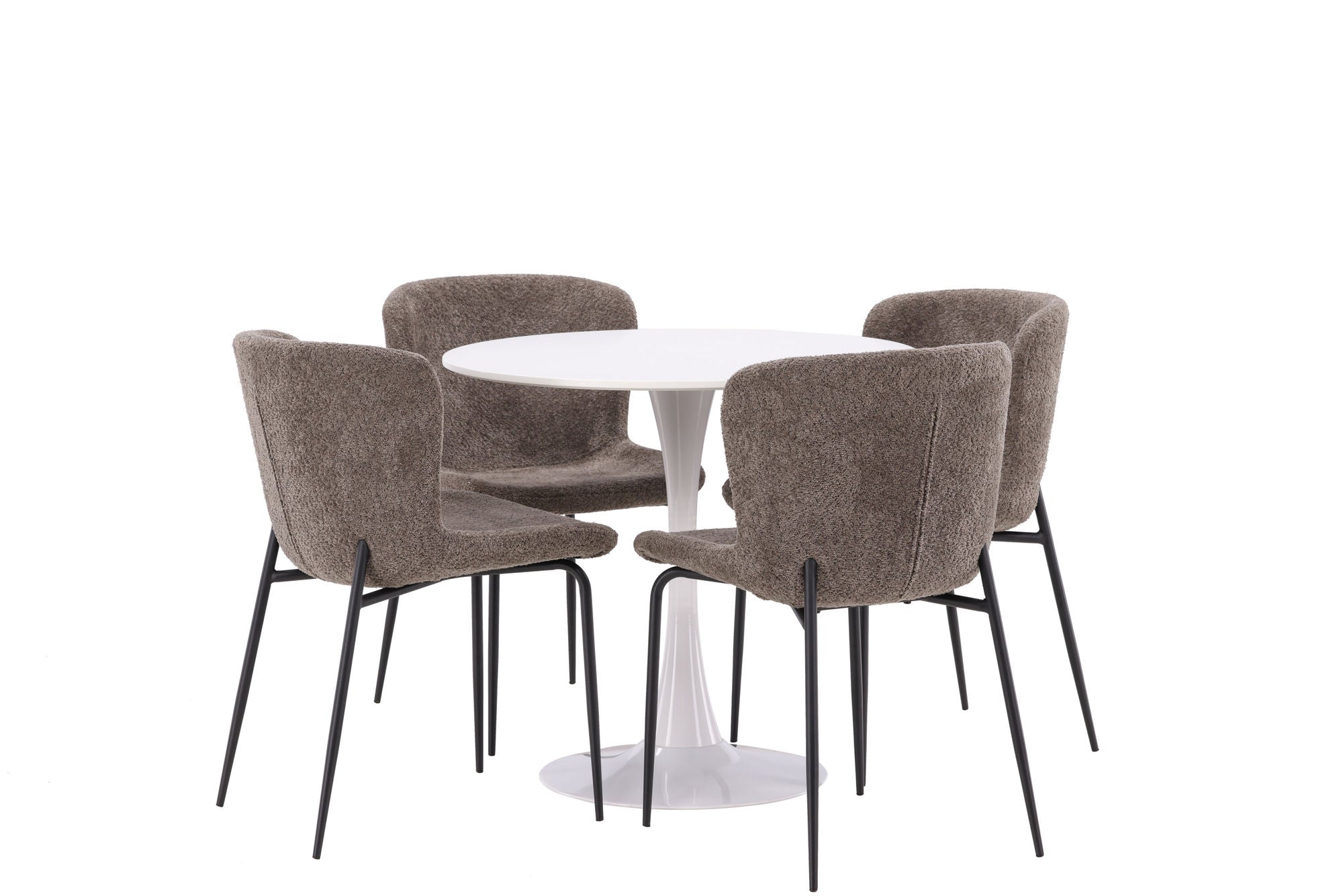 Venture Home Hamden spisebord - White MDF+Modesto Spisebordsstol - Grey / Smoked Black Boucle_4