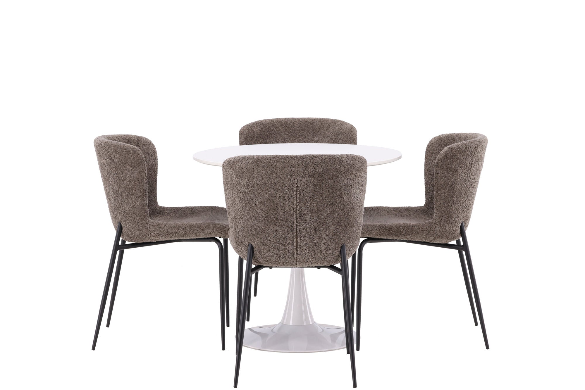 Venture Home Hamden spisebord - White MDF+Modesto Spisebordsstol - Grey / Smoked Black Boucle_4