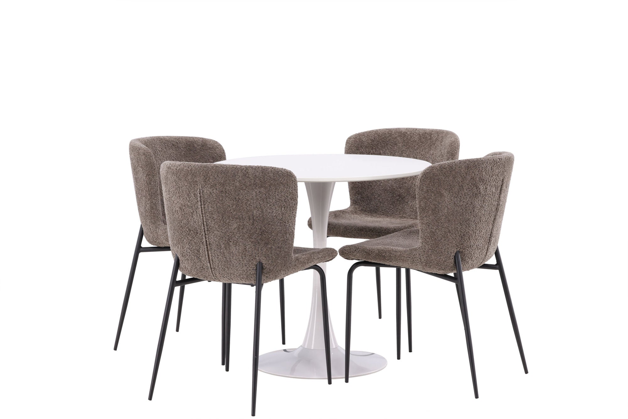 Venture Home Hamden spisebord - White MDF+Modesto Spisebordsstol - Grey / Smoked Black Boucle_4