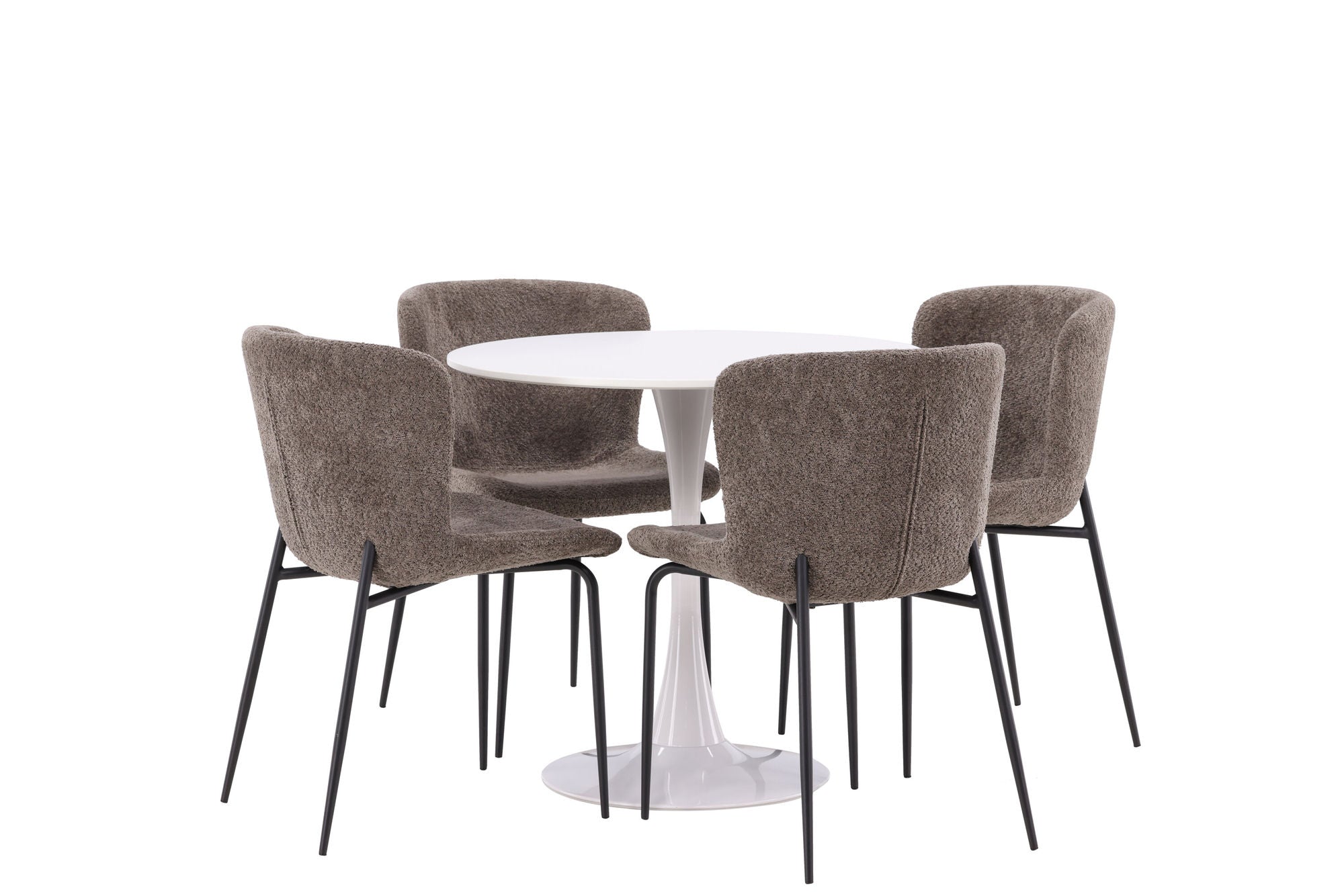 Venture Home Hamden spisebord - White MDF+Modesto Spisebordsstol - Grey / Smoked Black Boucle_4