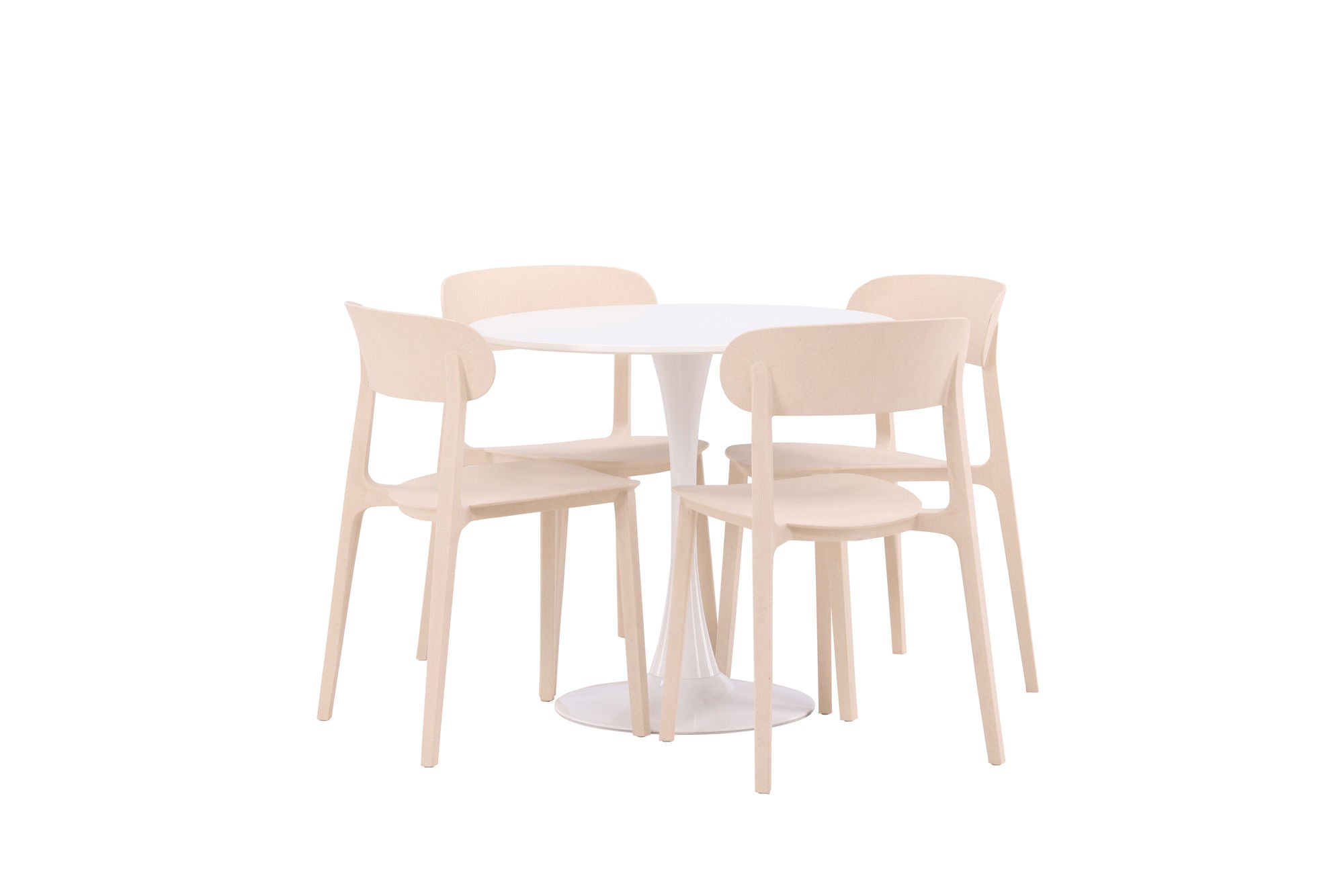 Venture Home Hamden spisebord - White MDF+Åstol Spisebordsstol - Nature Wood plastic composite_4