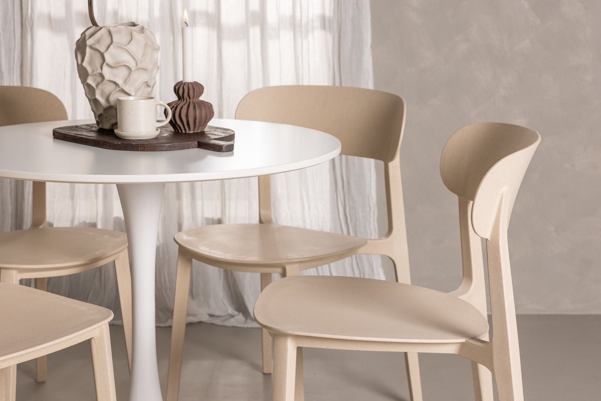 Venture Home Hamden spisebord - White MDF+Åstol Spisebordsstol - Nature Wood plastic composite_4