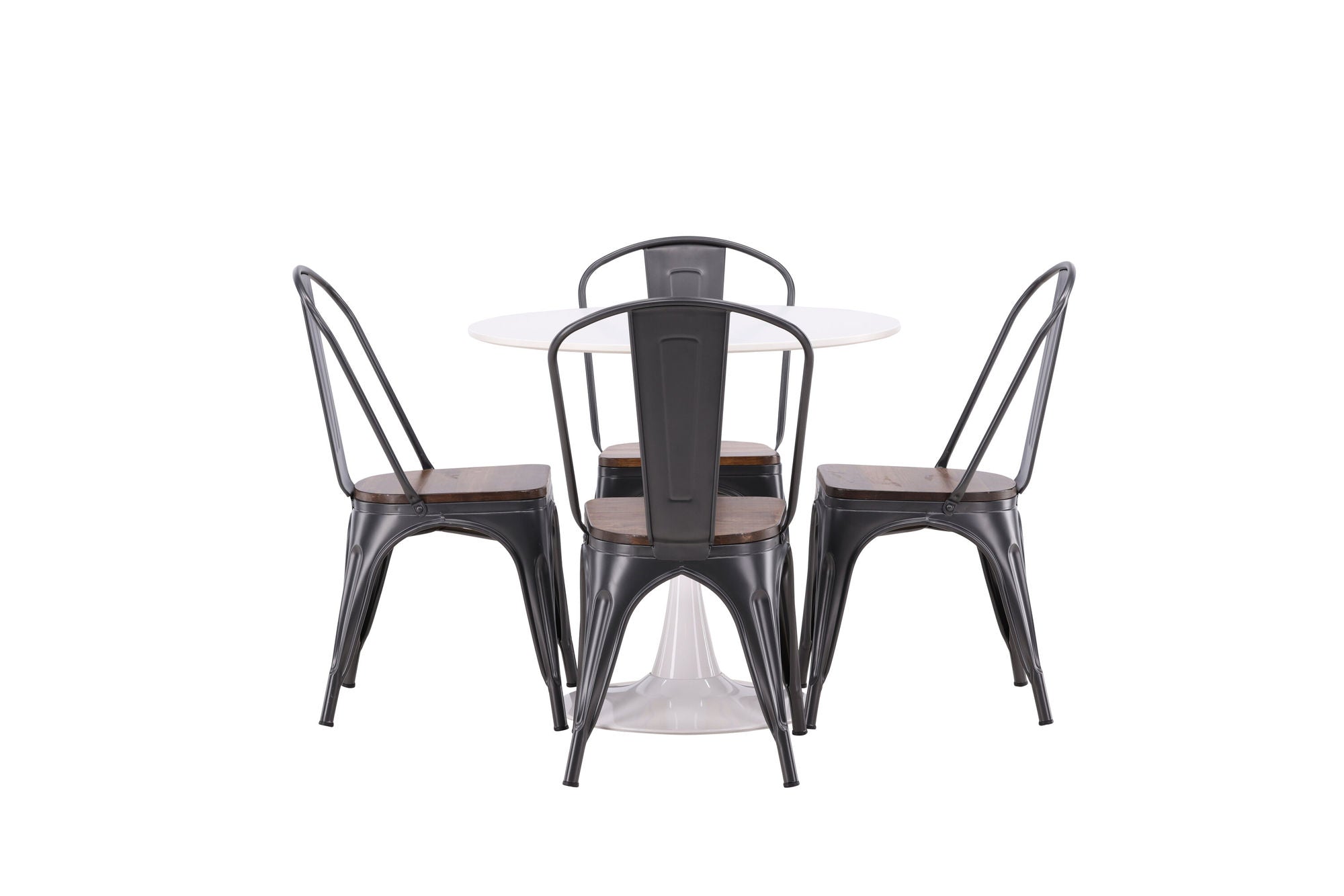 Venture Home Hamden spisebord - White MDF+Tempe Spisebordsstol - Dark grey / Dark Brown MDF_4