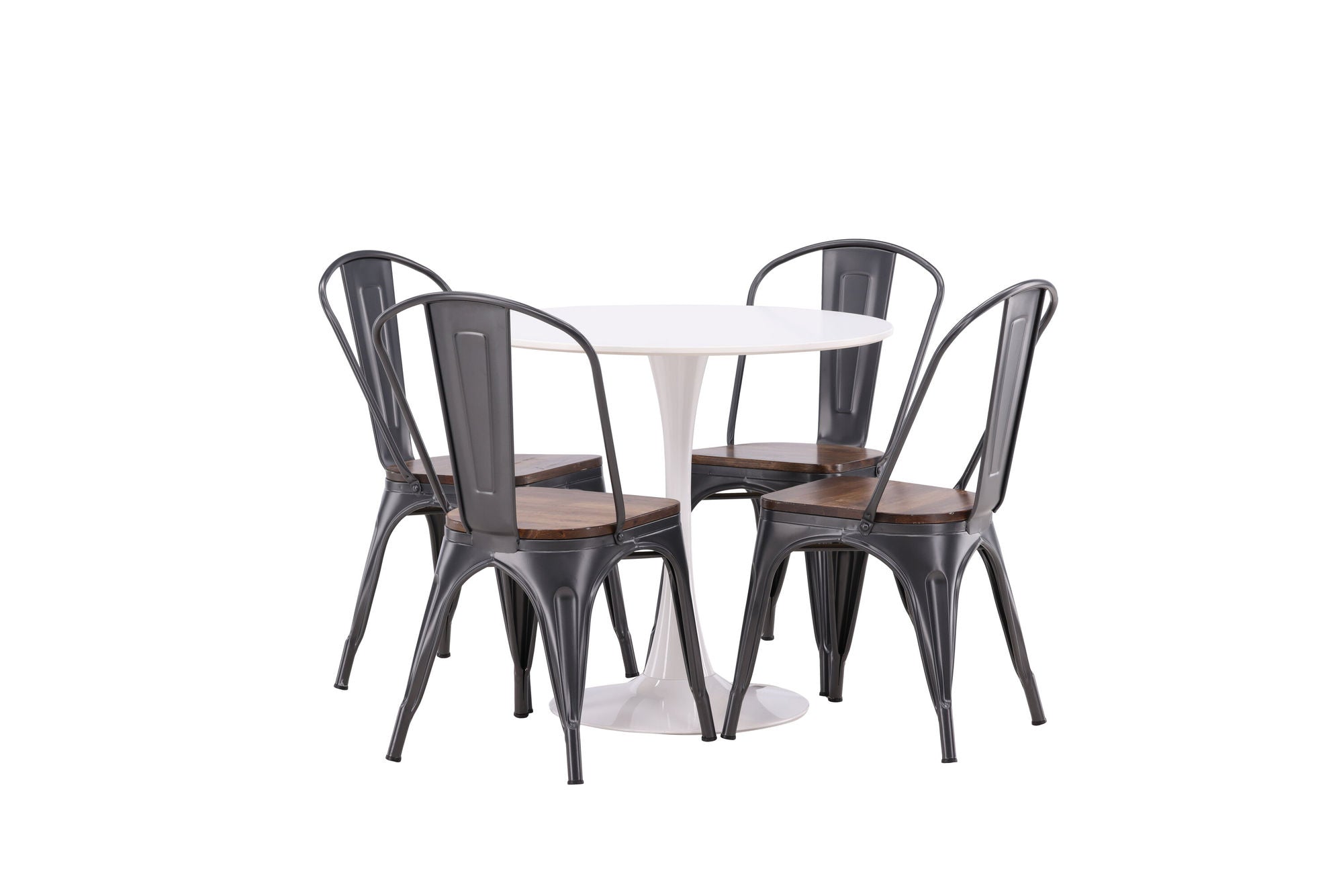 Venture Home Hamden spisebord - White MDF+Tempe Spisebordsstol - Dark grey / Dark Brown MDF_4