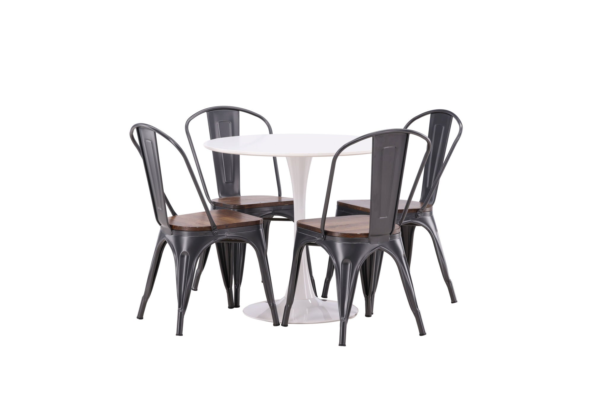 Venture Home Hamden spisebord - White MDF+Tempe Spisebordsstol - Dark grey / Dark Brown MDF_4