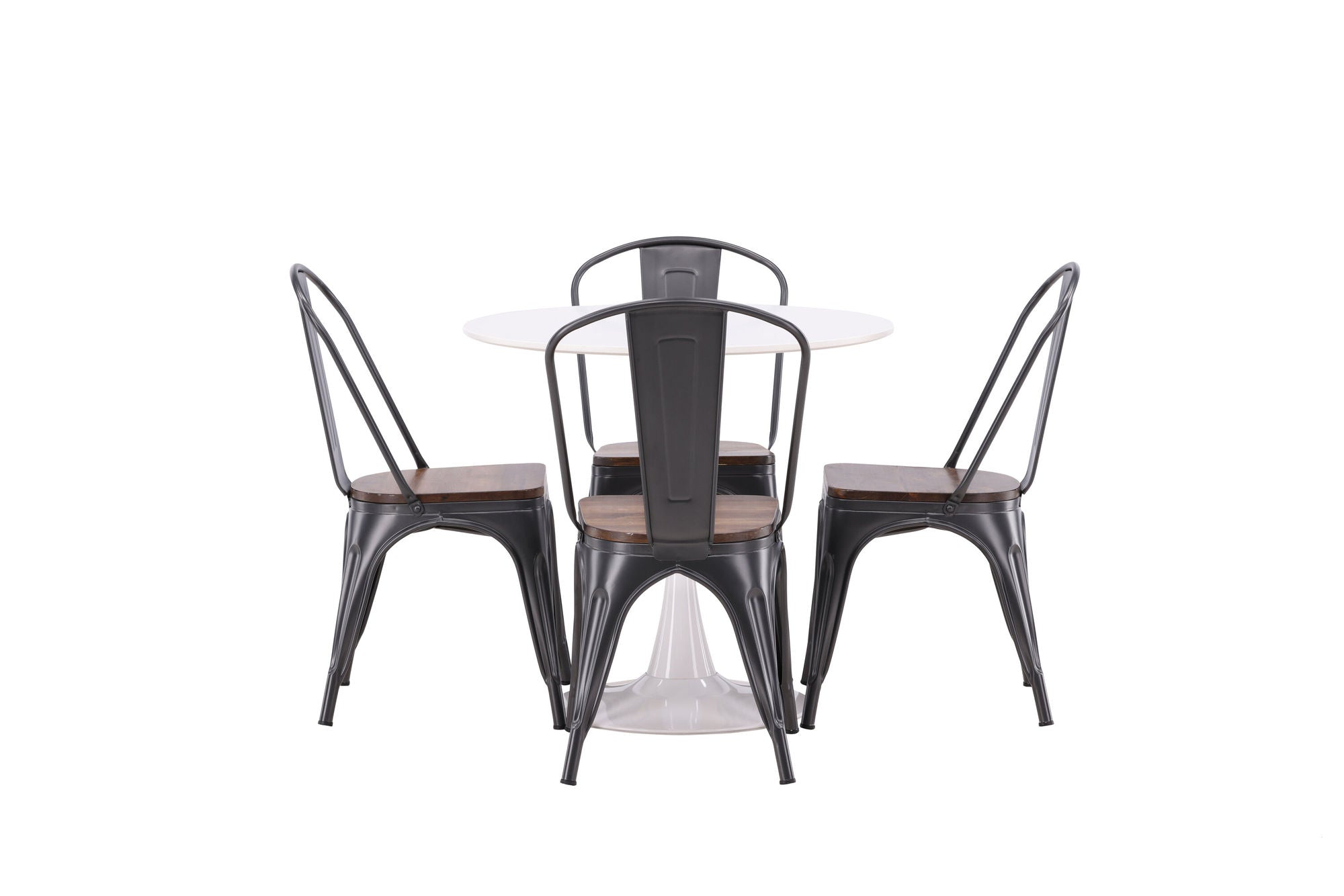 Venture Home Hamden spisebord - White MDF+Tempe Spisebordsstol - Dark grey / Dark Brown MDF_4