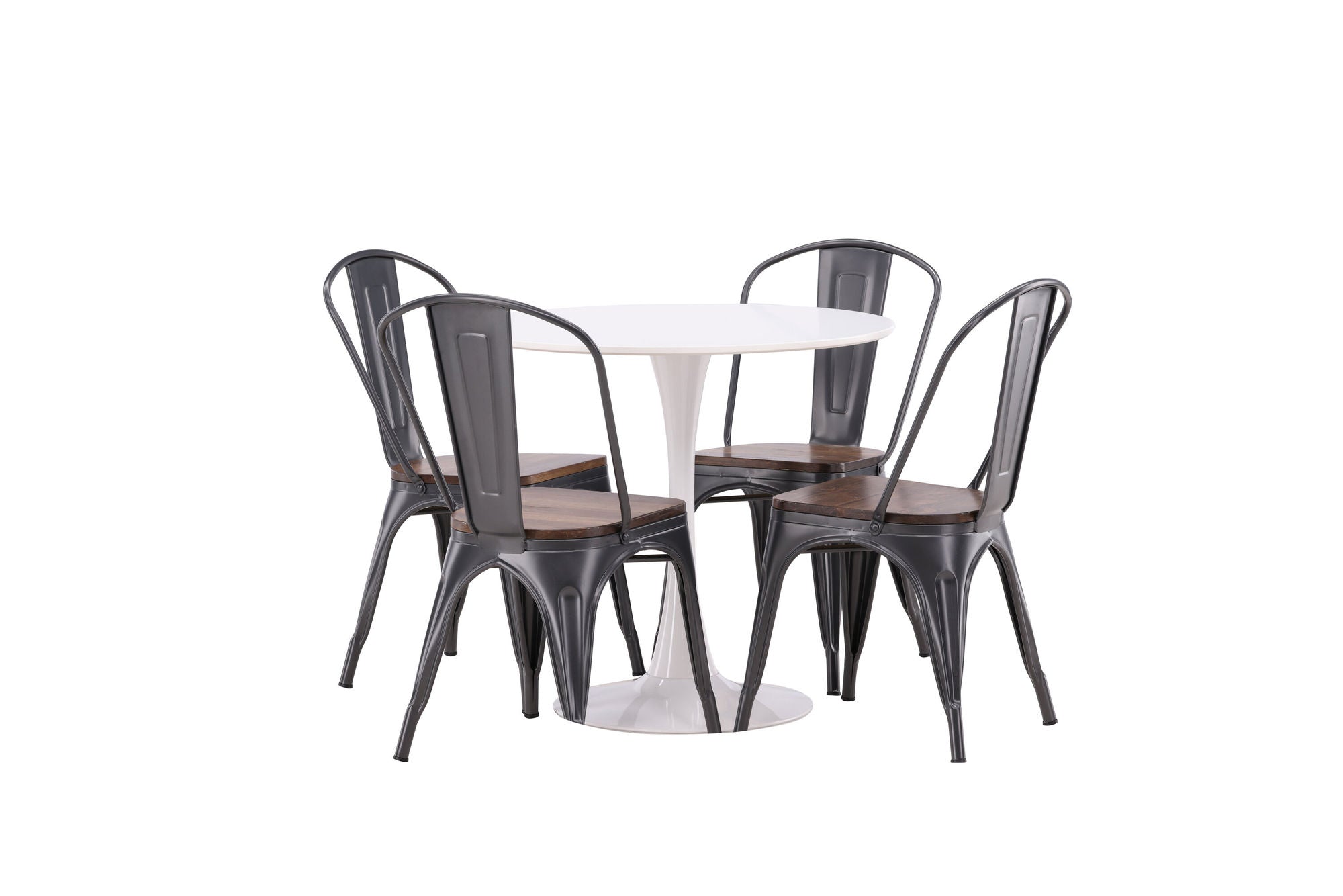Venture Home Hamden spisebord - White MDF+Tempe Spisebordsstol - Dark grey / Dark Brown MDF_4