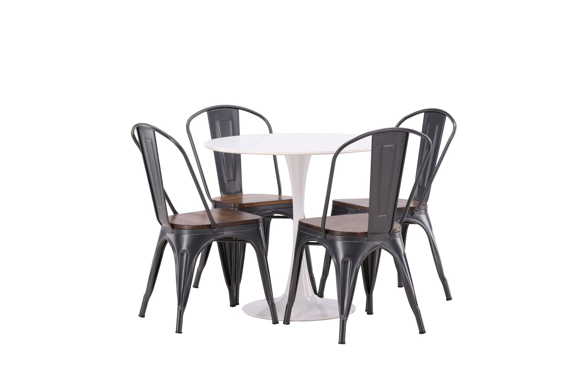 Venture Home Hamden spisebord - White MDF+Tempe Spisebordsstol - Dark grey / Dark Brown MDF_4