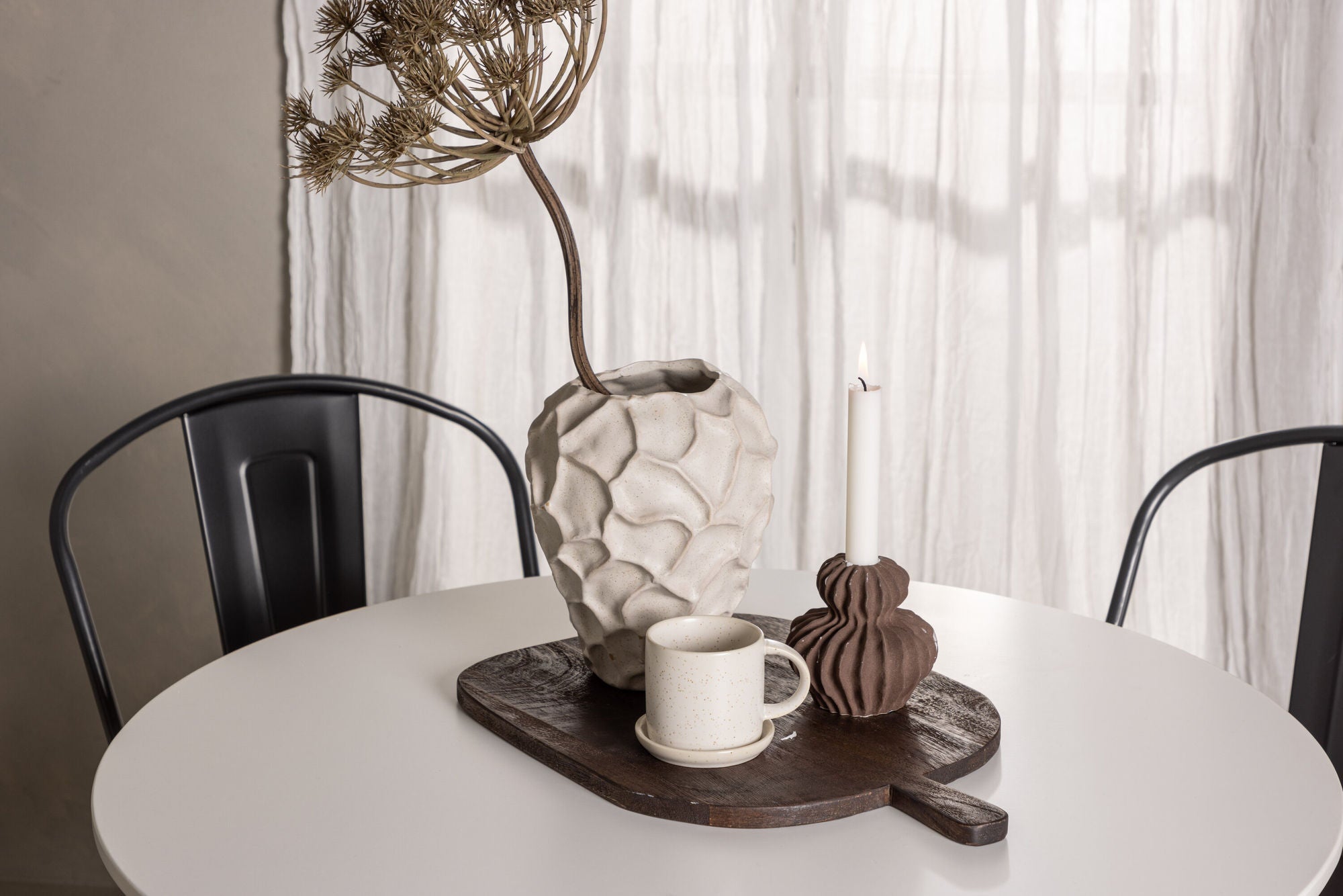 Venture Home Hamden spisebord - White MDF+Tempe Spisebordsstol - Dark grey / Dark Brown MDF_4
