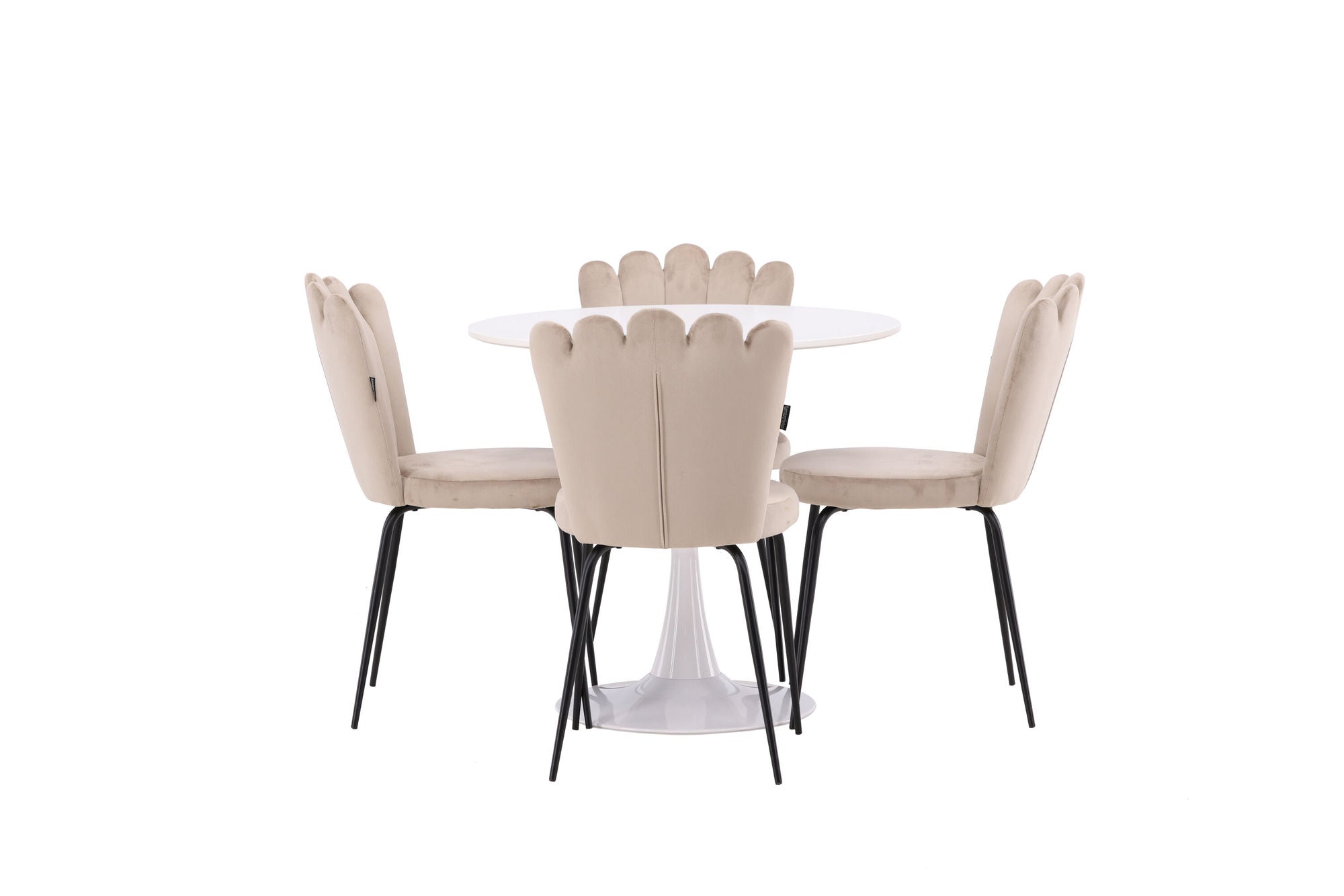 Venture Home Hamden spisebord - White MDF+Limhamn Light stol - Black / Beige Velvet_4
