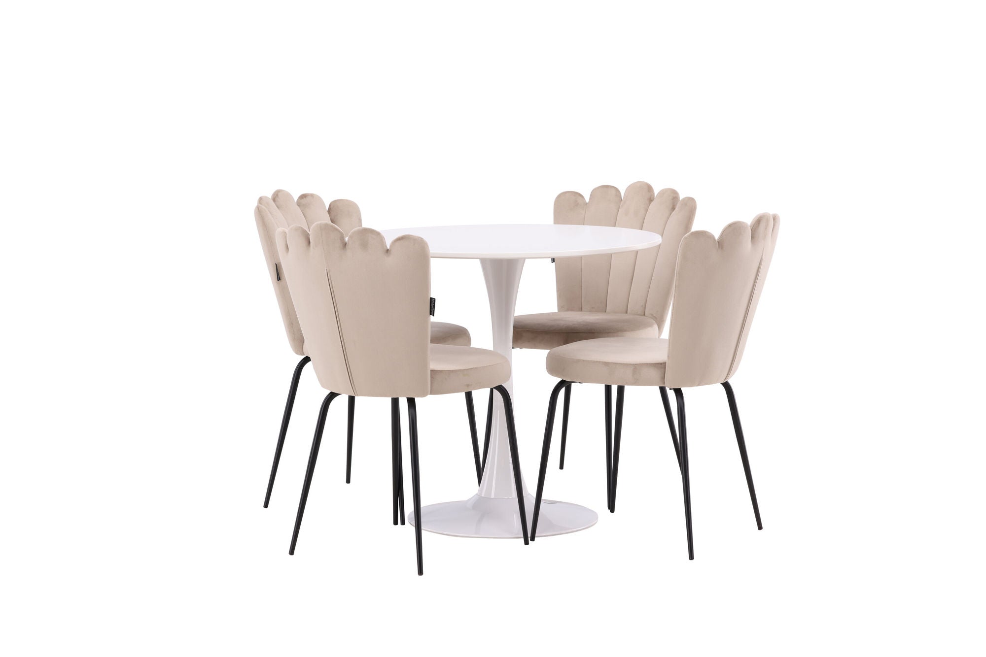 Venture Home Hamden spisebord - White MDF+Limhamn Light stol - Black / Beige Velvet_4