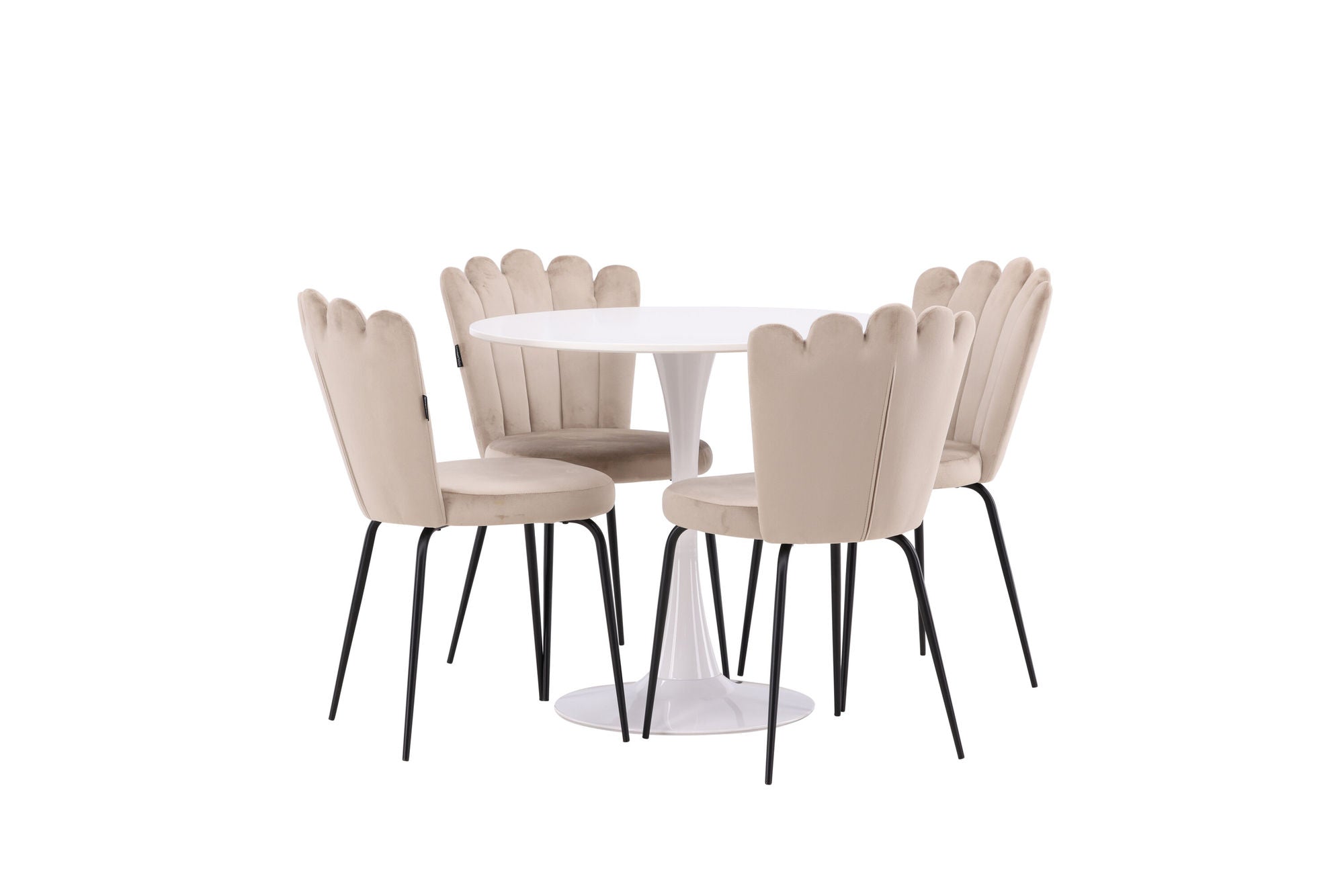Venture Home Hamden spisebord - White MDF+Limhamn Light stol - Black / Beige Velvet_4