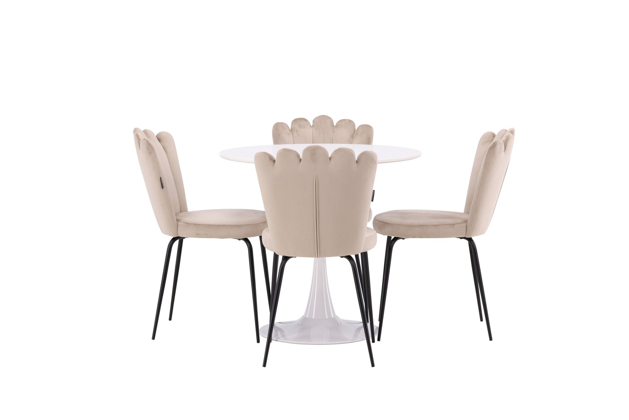 Venture Home Hamden spisebord - White MDF+Limhamn Light stol - Black / Beige Velvet_4
