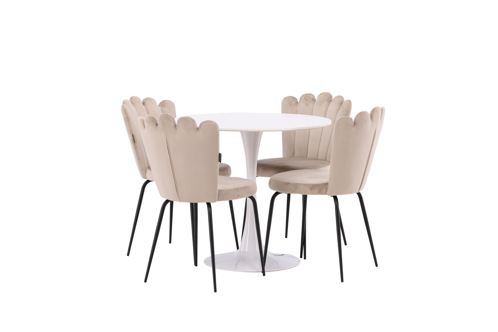 Venture Home Hamden spisebord - White MDF+Limhamn Light stol - Black / Beige Velvet_4