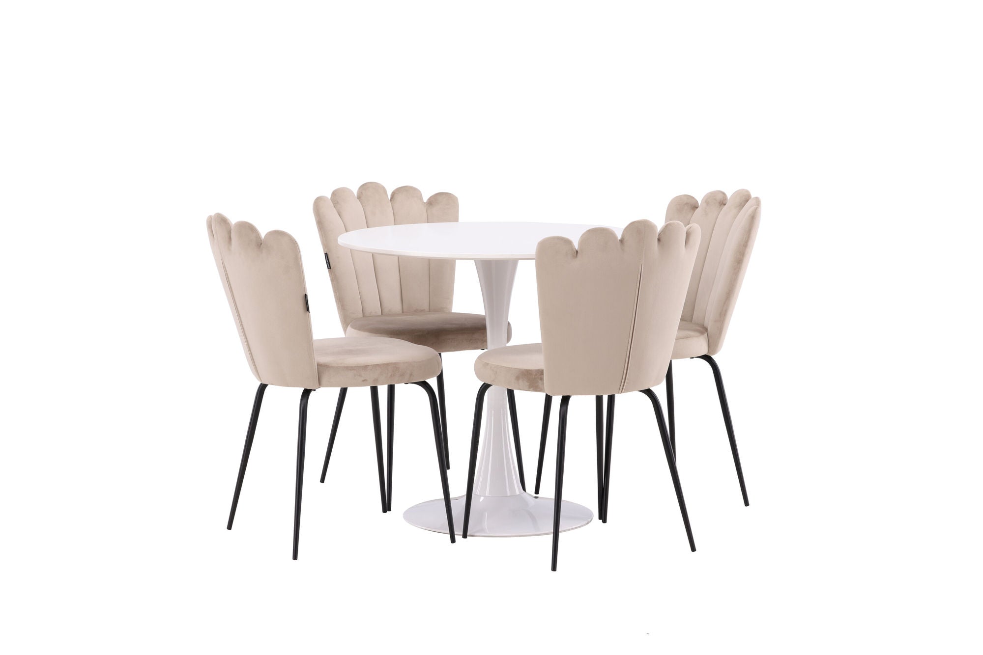 Venture Home Hamden spisebord - White MDF+Limhamn Light stol - Black / Beige Velvet_4
