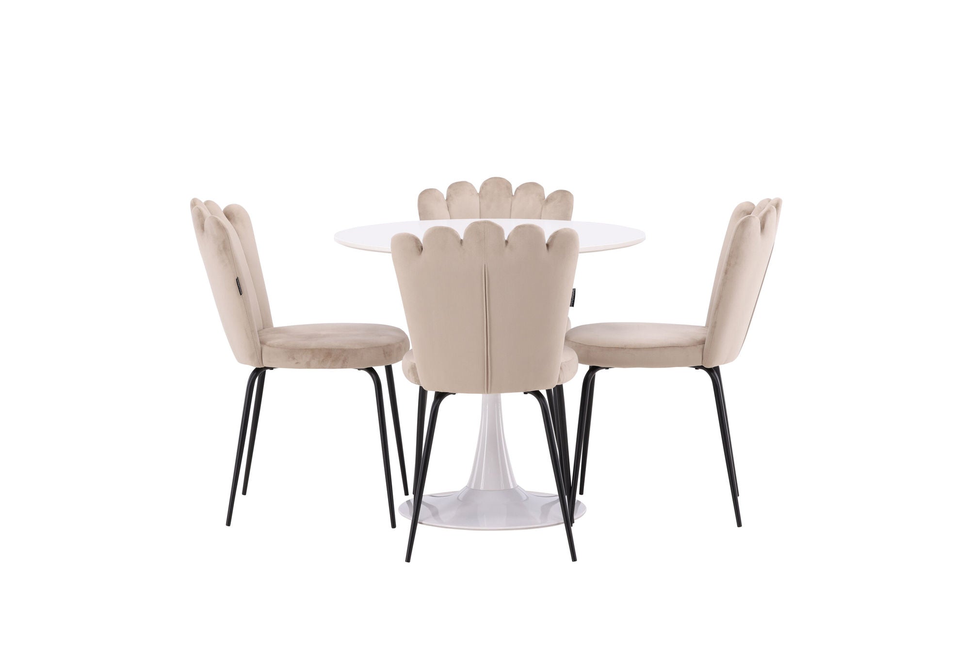 Venture Home Hamden spisebord - White MDF+Limhamn Light stol - Black / Beige Velvet_4