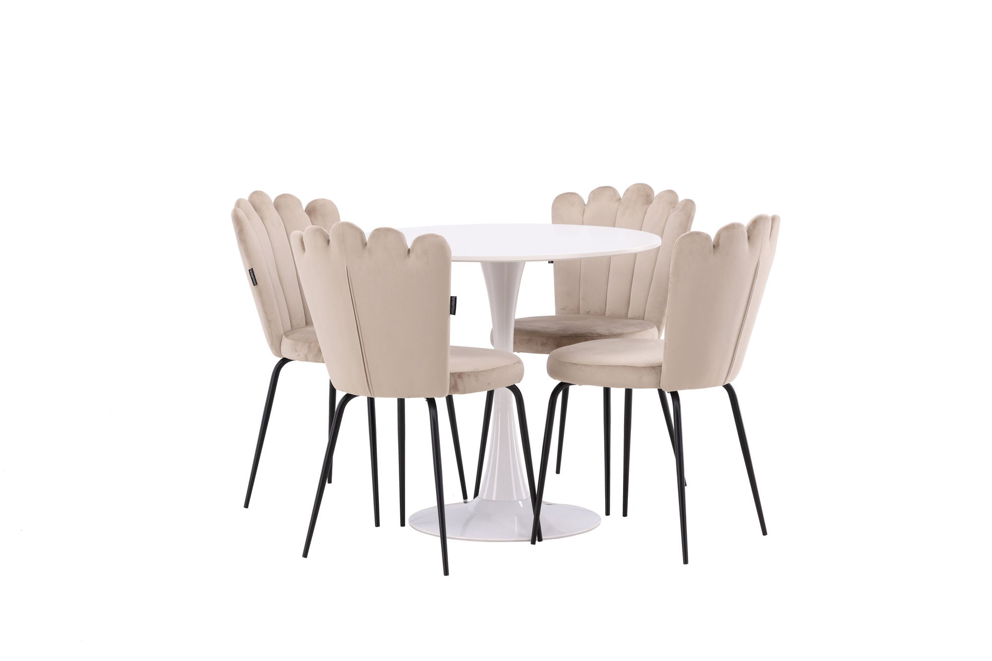 Venture Home Hamden spisebord - White MDF+Limhamn Light stol - Black / Beige Velvet_4