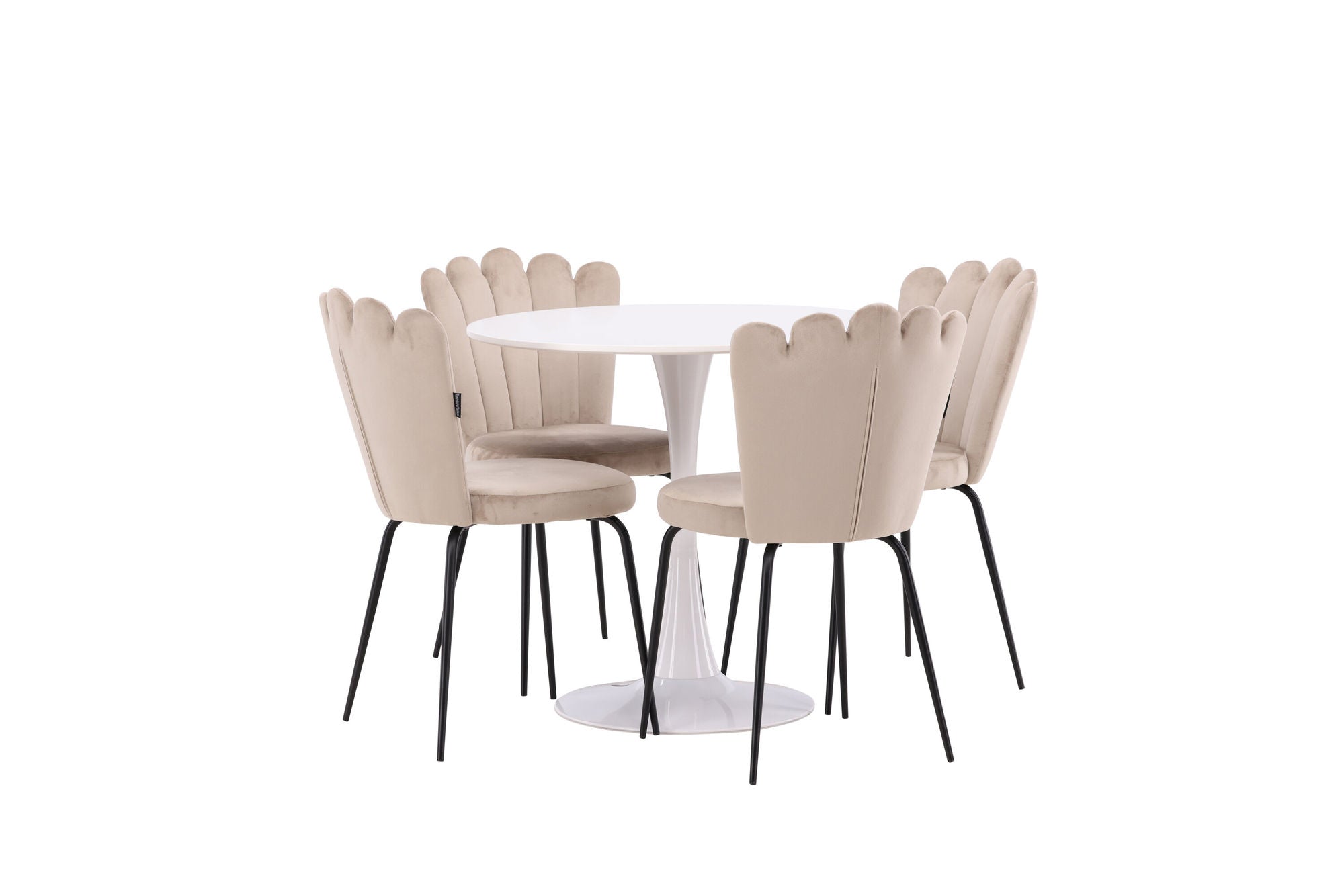 Venture Home Hamden spisebord - White MDF+Limhamn Light stol - Black / Beige Velvet_4