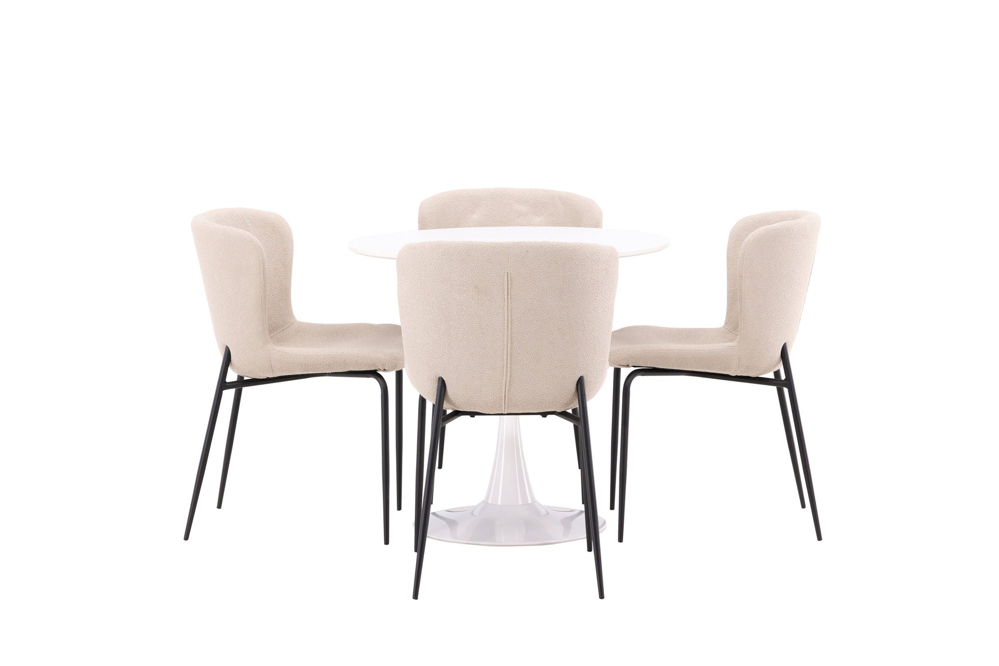 Venture Home Hamden spisebord - White MDF+Modesto Spisebordsstol - Beige / Beige Boucle_4