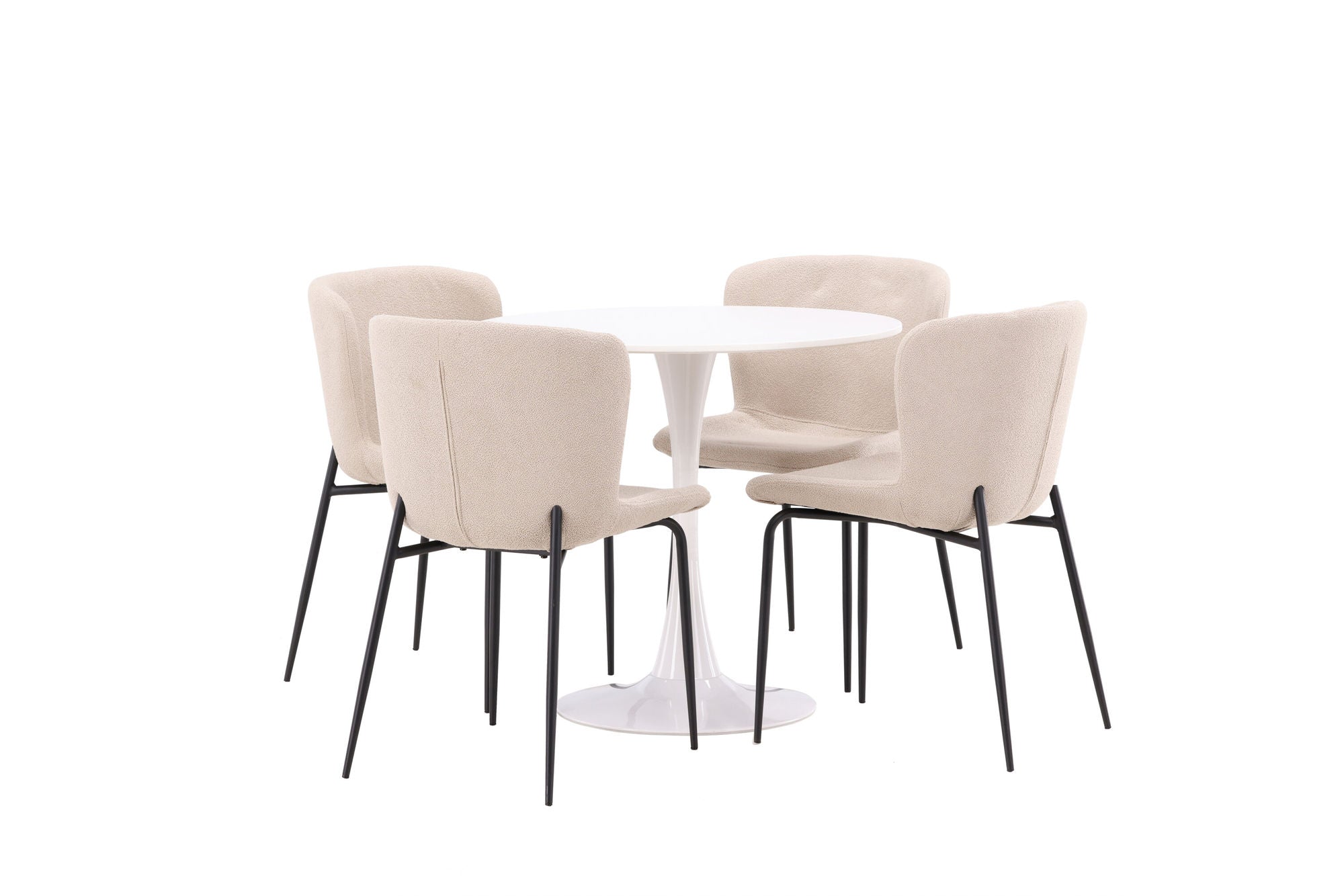 Venture Home Hamden spisebord - White MDF+Modesto Spisebordsstol - Beige / Beige Boucle_4