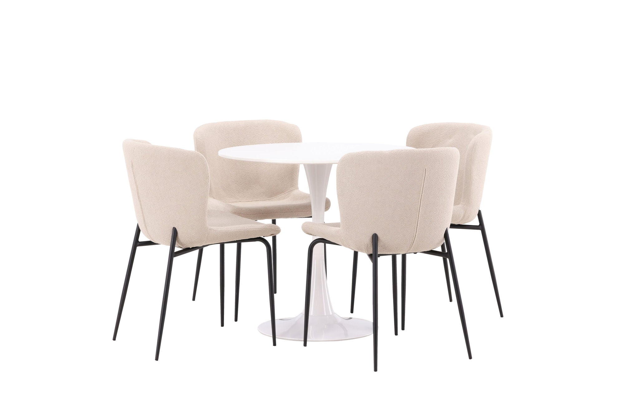 Venture Home Hamden spisebord - White MDF+Modesto Spisebordsstol - Beige / Beige Boucle_4