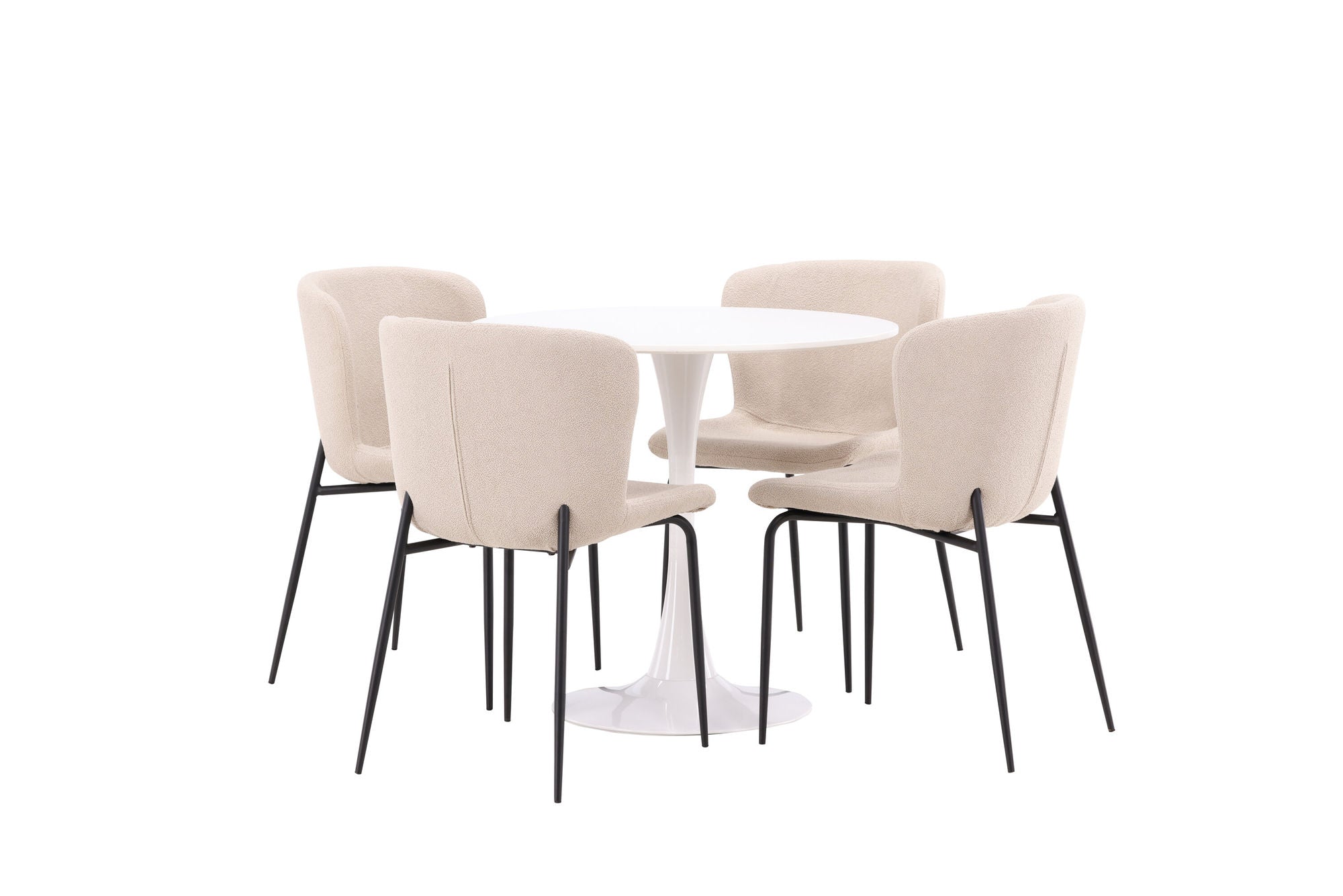 Venture Home Hamden spisebord - White MDF+Modesto Spisebordsstol - Beige / Beige Boucle_4