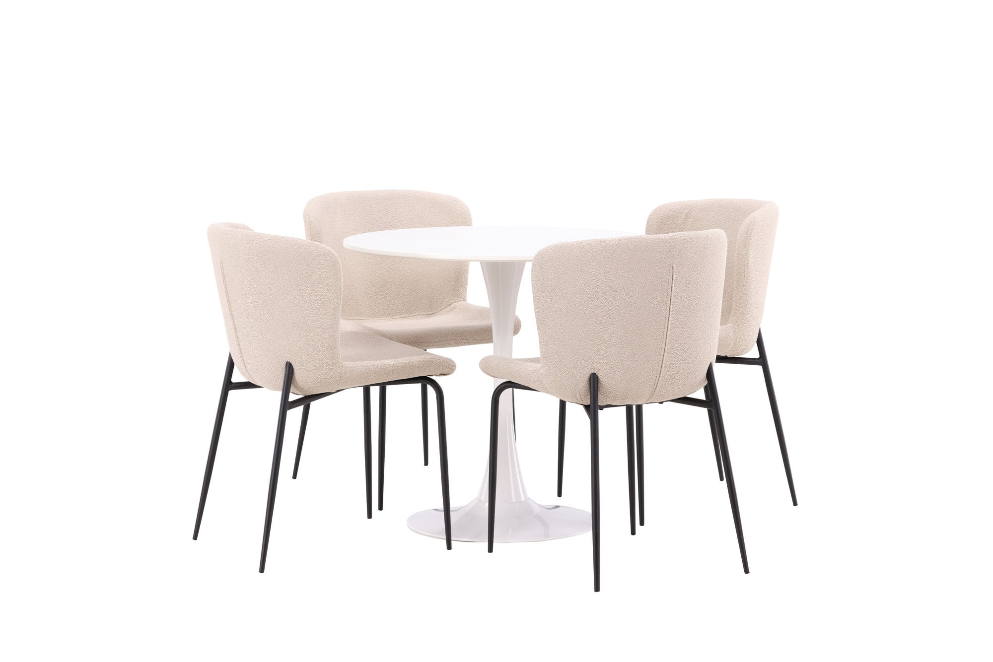 Venture Home Hamden spisebord - White MDF+Modesto Spisebordsstol - Beige / Beige Boucle_4