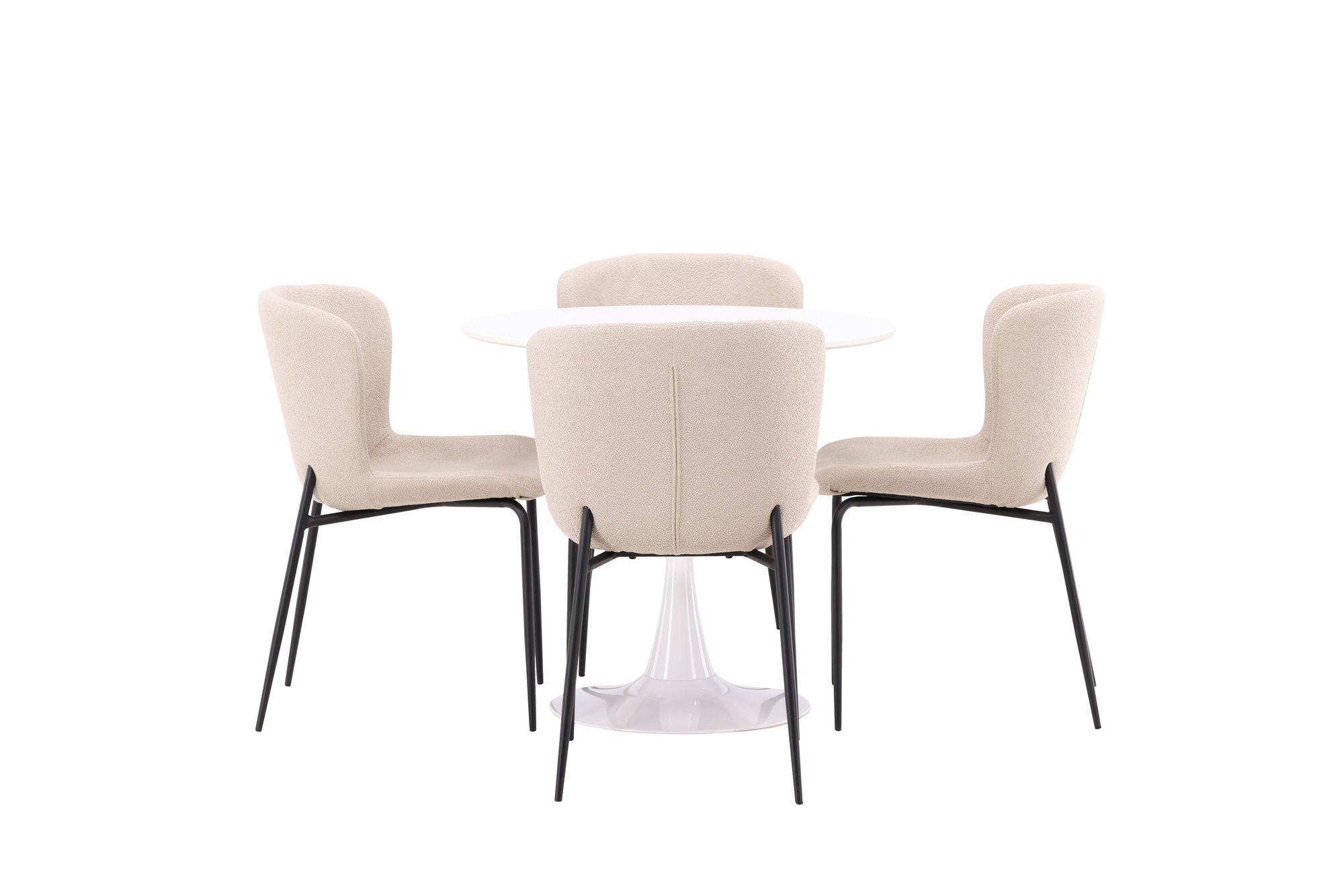 Venture Home Hamden spisebord - White MDF+Modesto Spisebordsstol - Beige / Beige Boucle_4