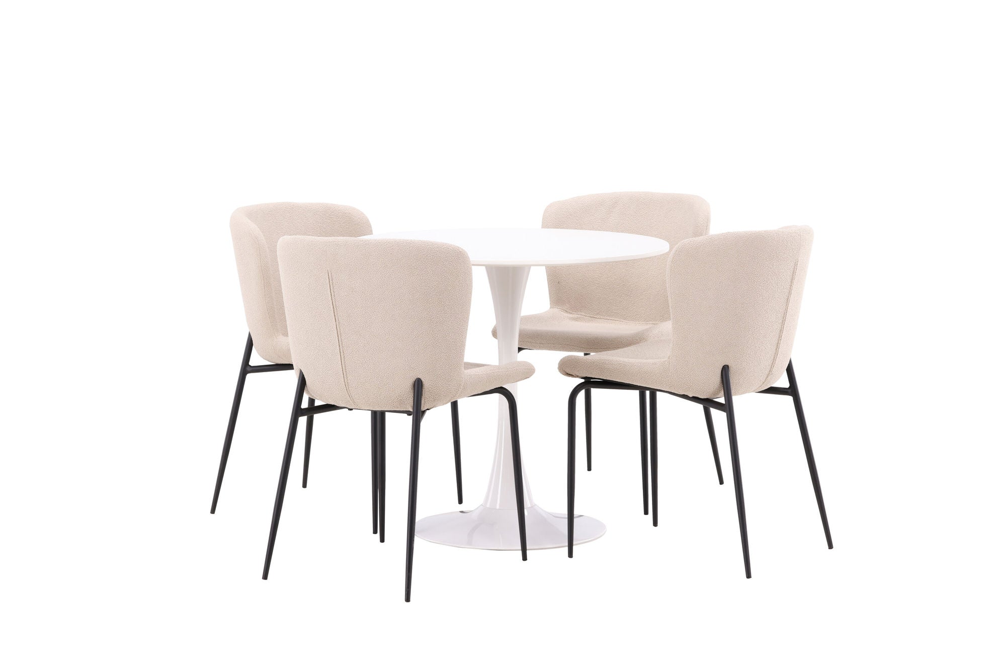 Venture Home Hamden spisebord - White MDF+Modesto Spisebordsstol - Beige / Beige Boucle_4