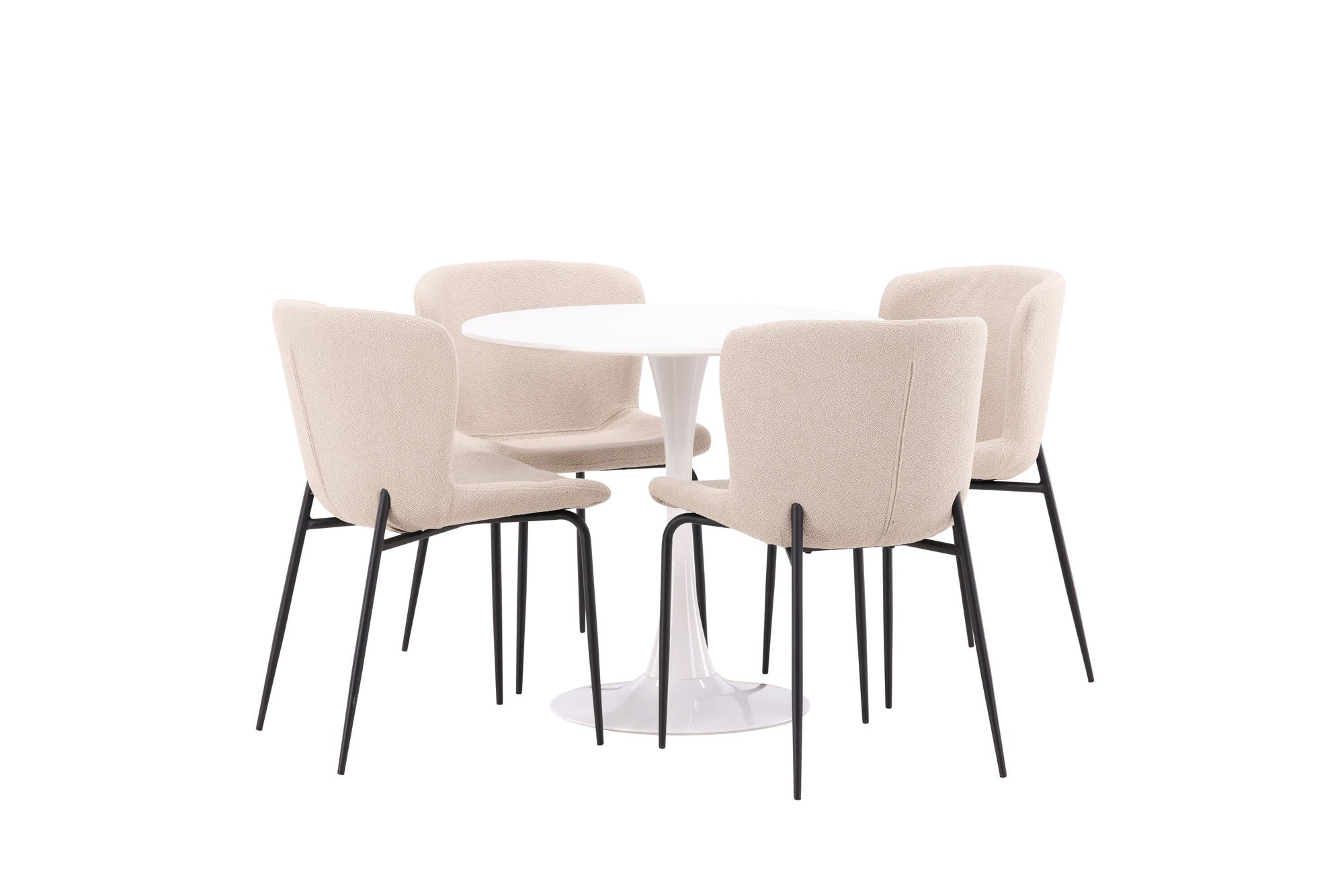 Venture Home Hamden spisebord - White MDF+Modesto Spisebordsstol - Beige / Beige Boucle_4