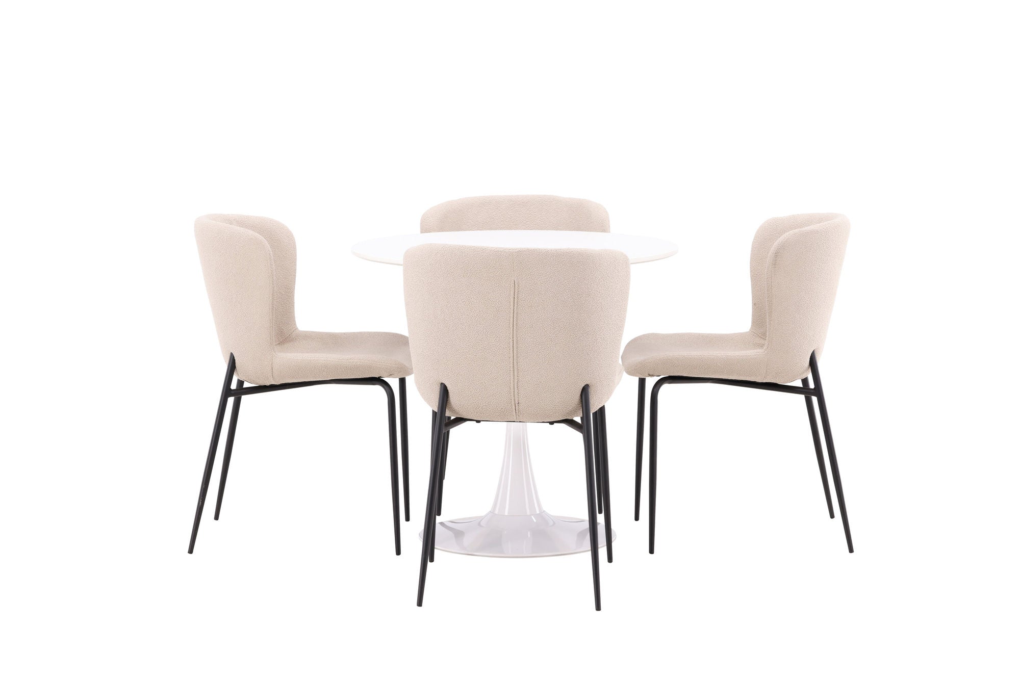 Venture Home Hamden spisebord - White MDF+Modesto Spisebordsstol - Beige / Beige Boucle_4