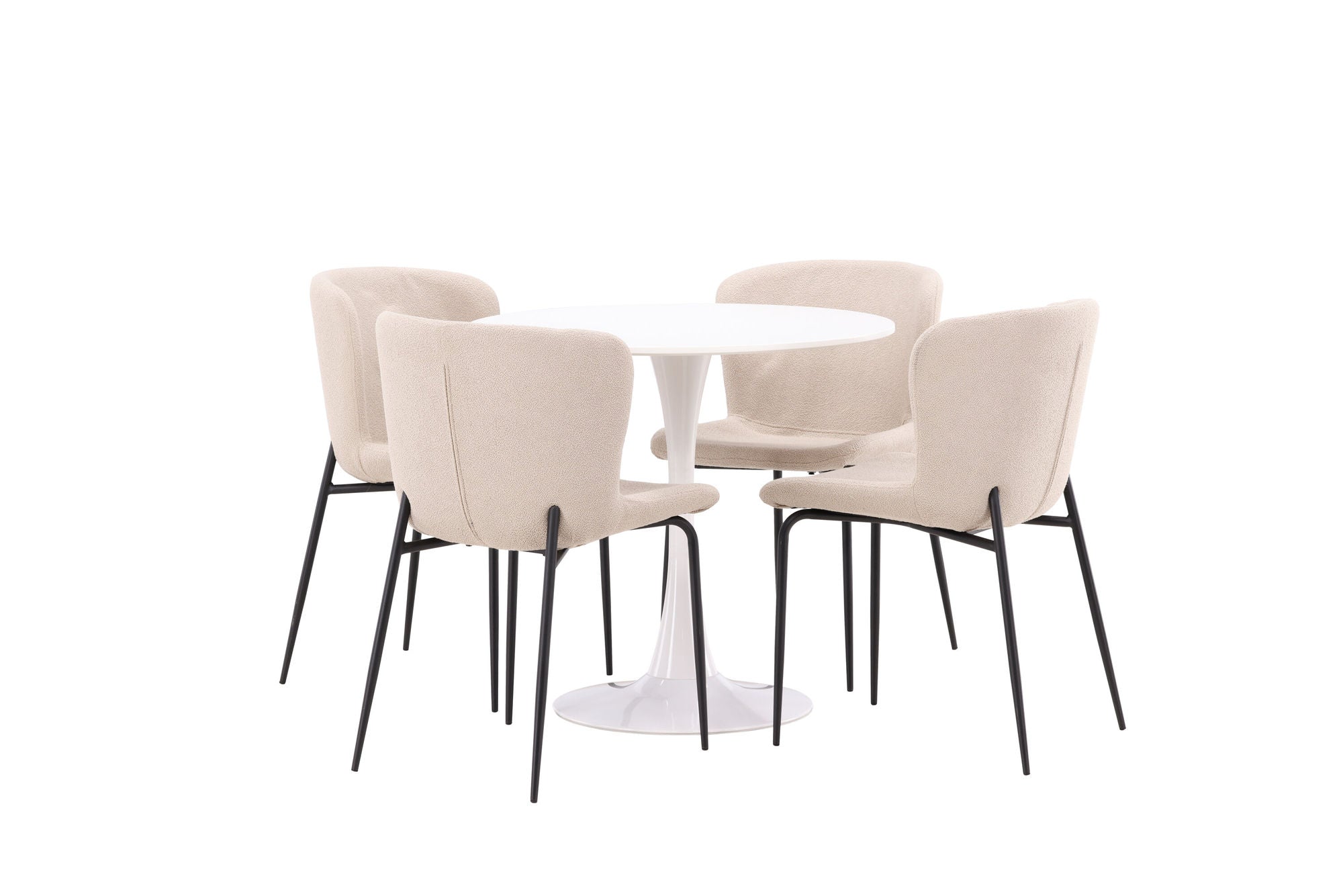 Venture Home Hamden spisebord - White MDF+Modesto Spisebordsstol - Beige / Beige Boucle_4