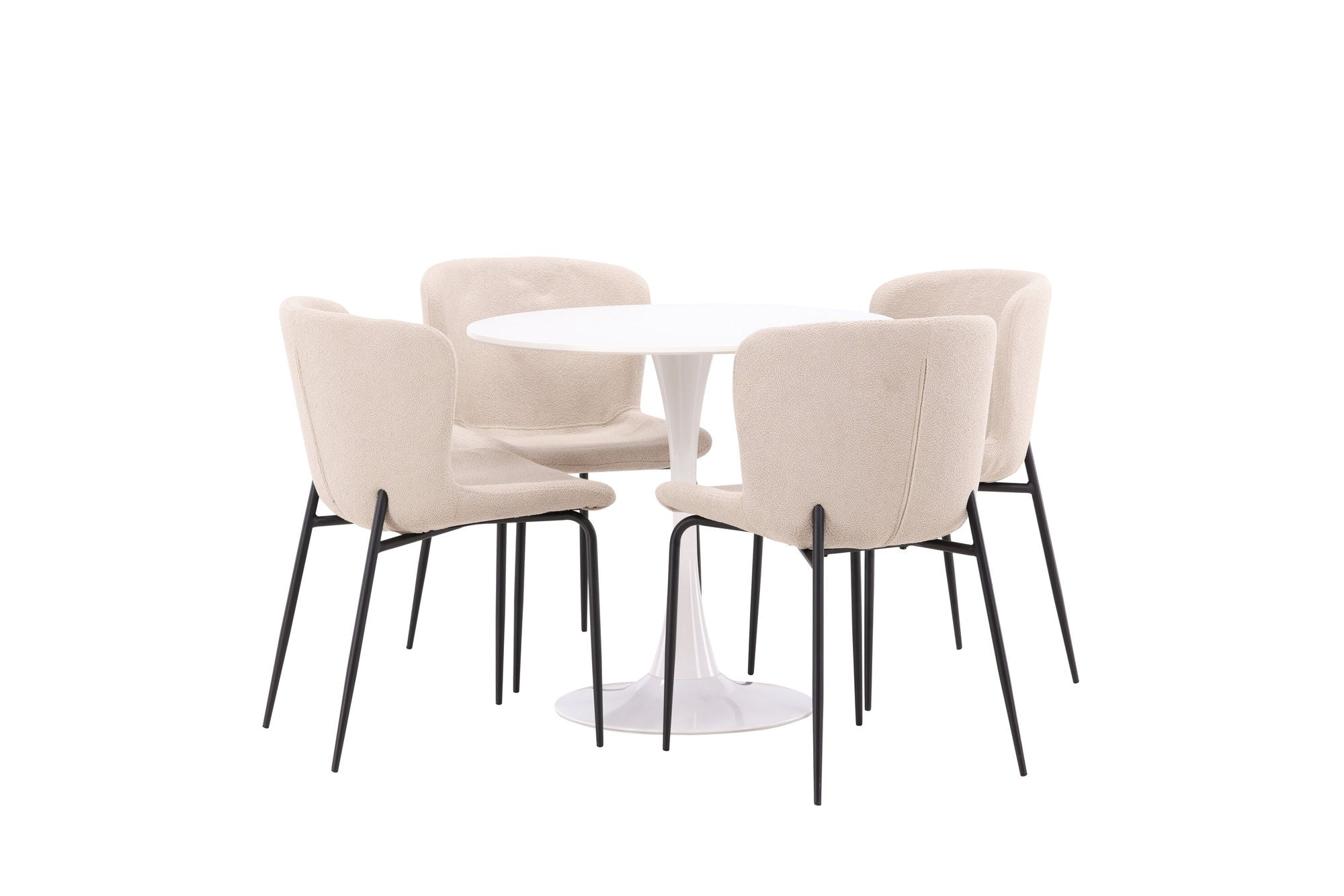 Venture Home Hamden spisebord - White MDF+Modesto Spisebordsstol - Beige / Beige Boucle_4