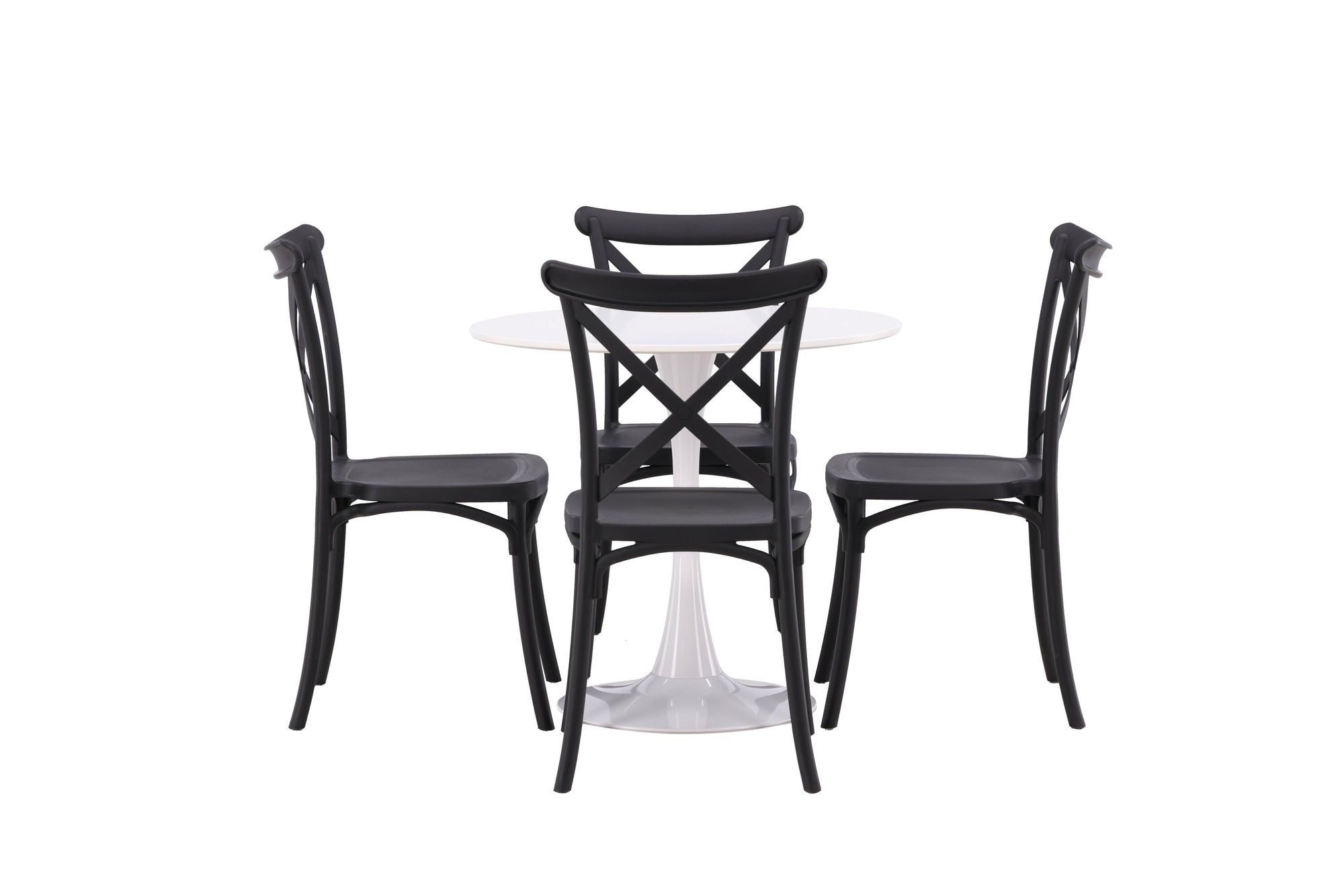 Venture Home Hamden spisebord - White MDF+Crosett Spisebordsstol - Matte Black / Matte Black Plastic_4